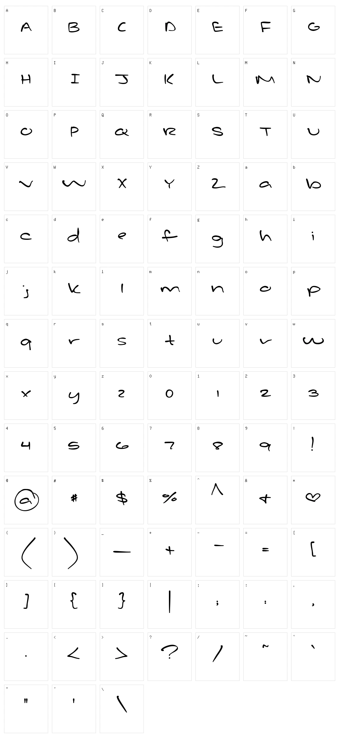 Late Night Love Notes Character Set