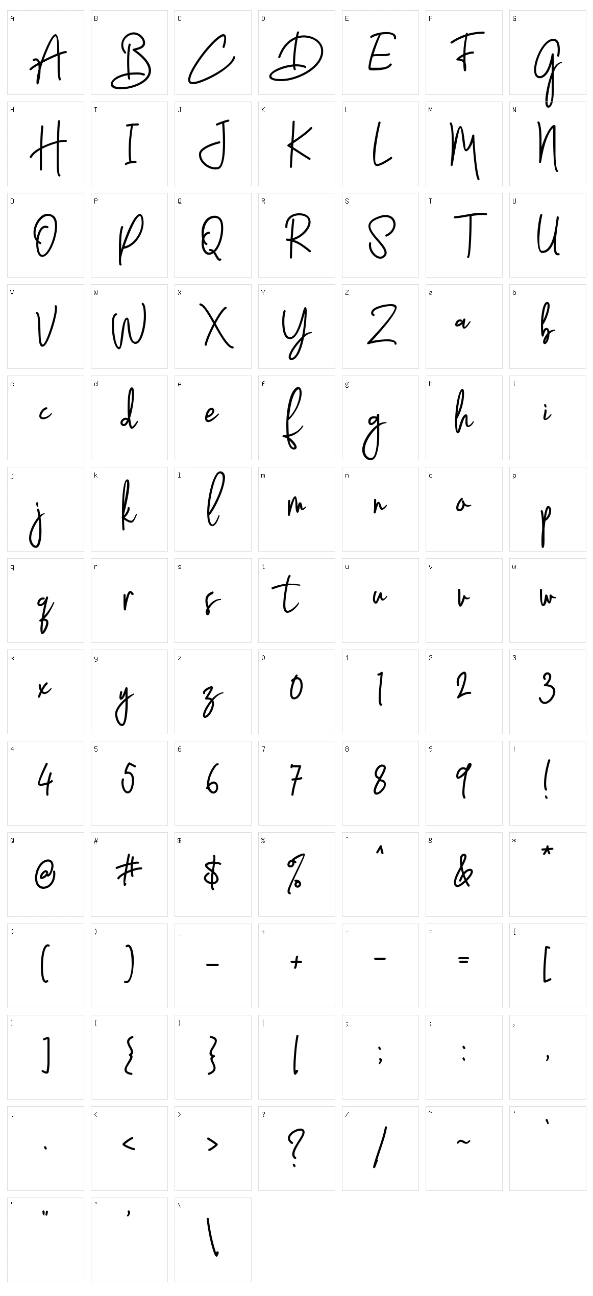 Latter Slant Character Set