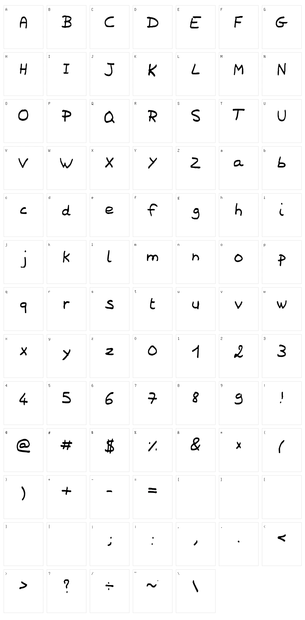 Laurene Script Character Set