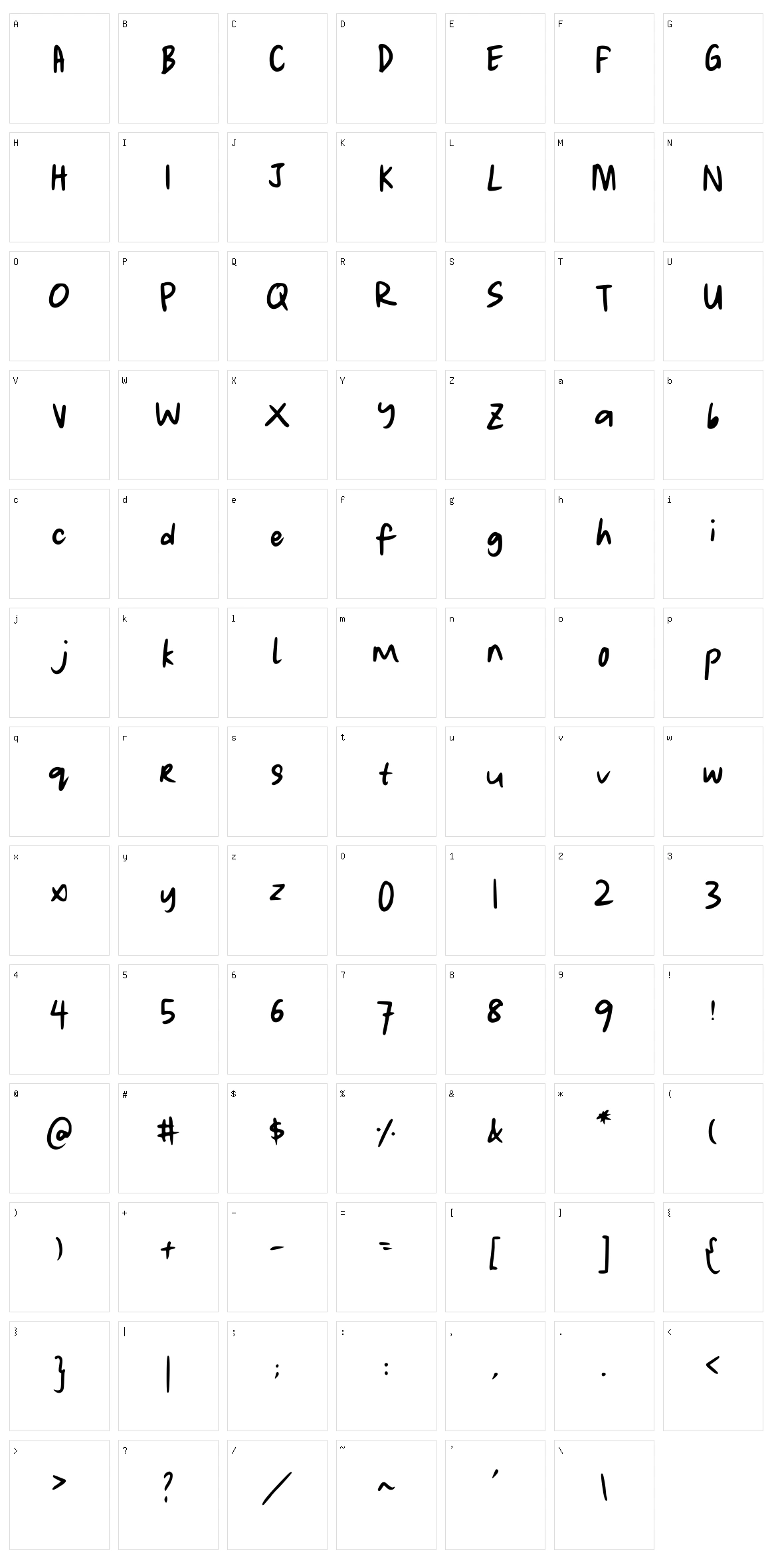 Lauwrites Character Set