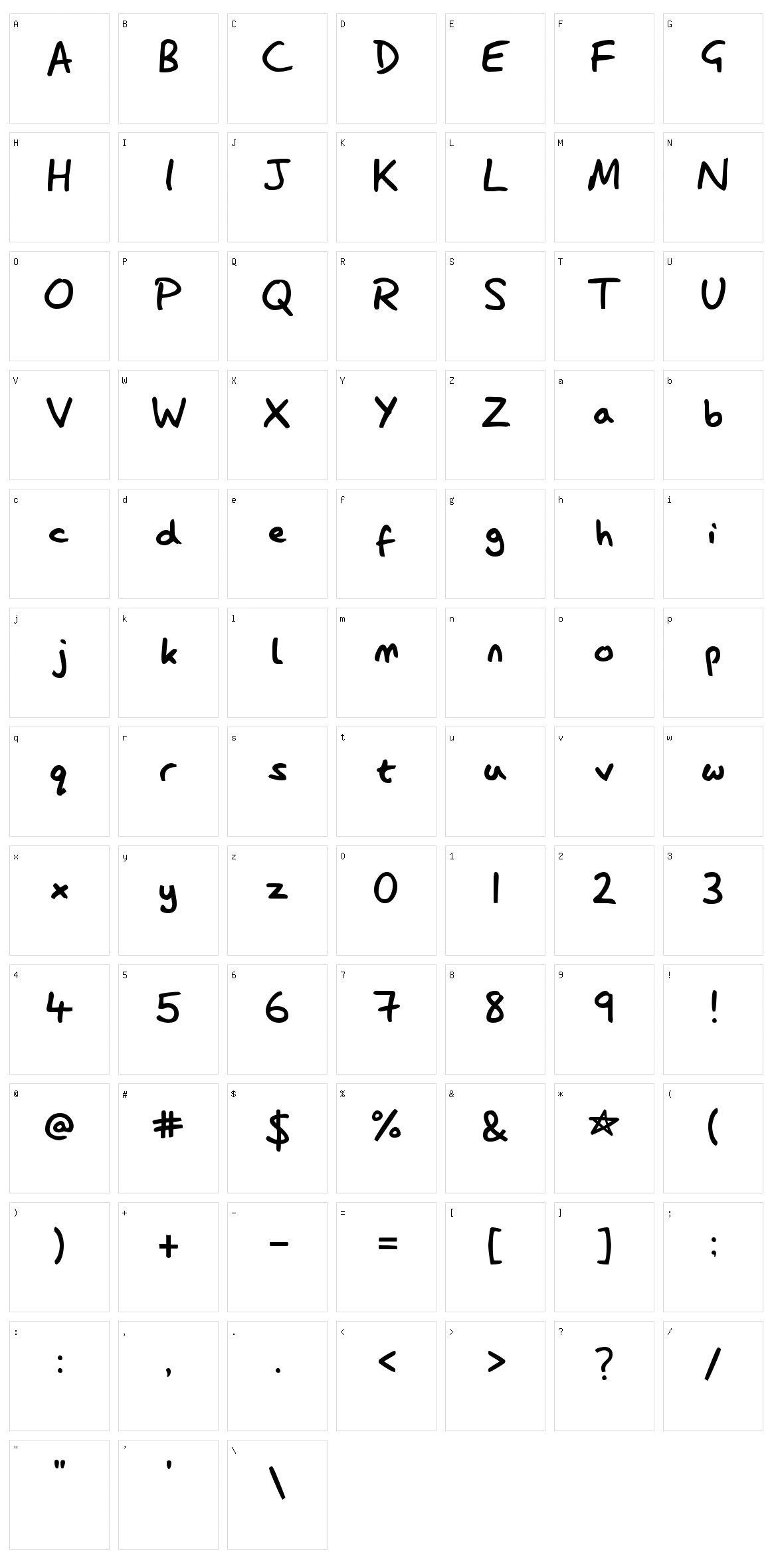 Lazy Dog Character Set