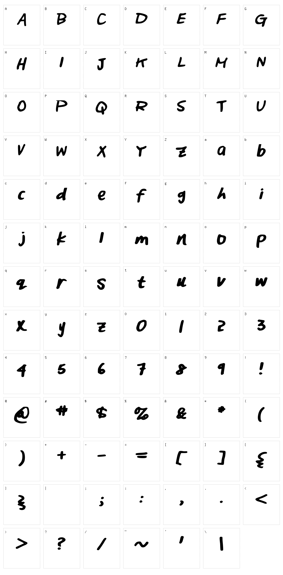 Lazy Dog Character Set