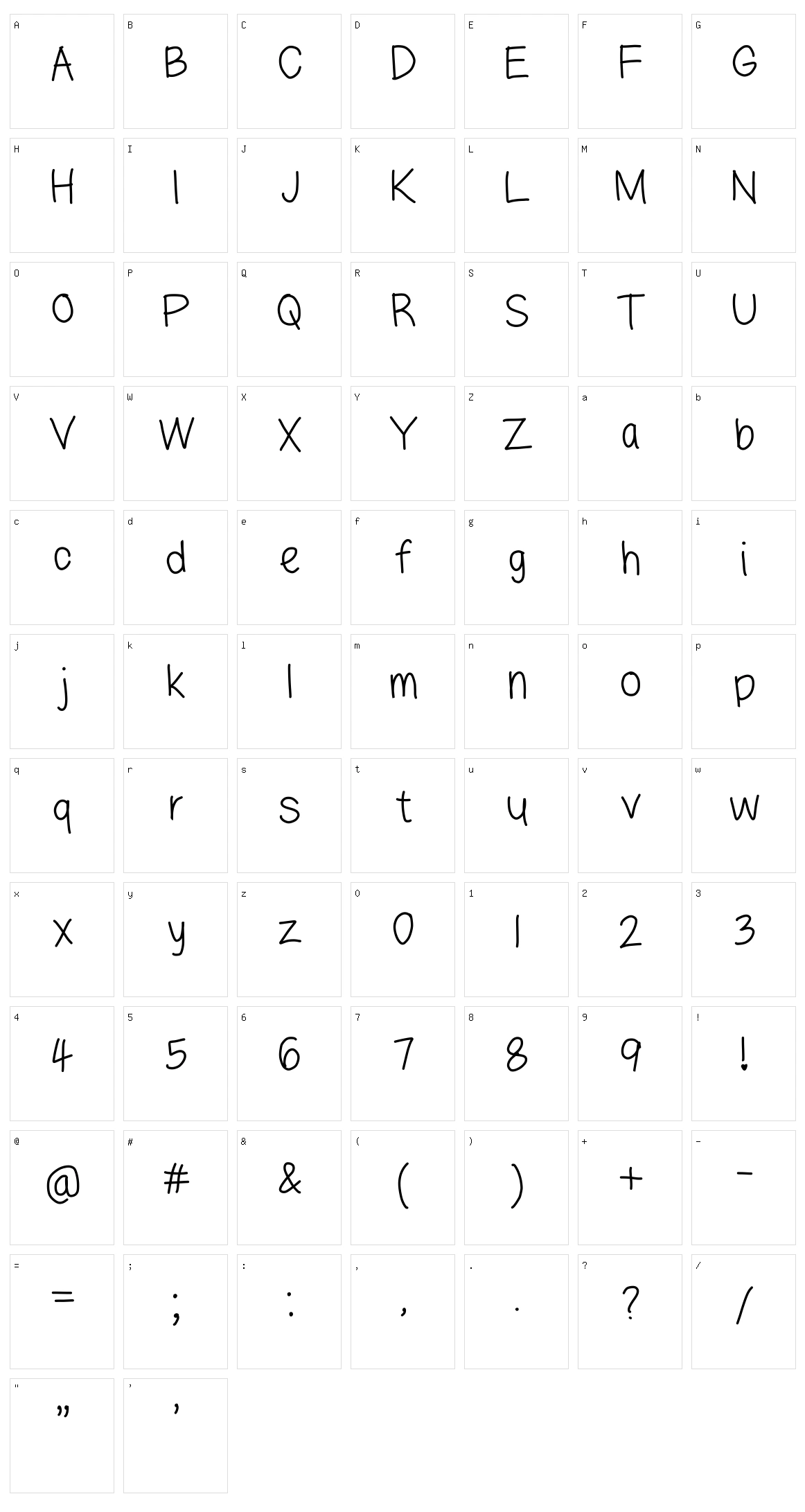 Lazyfont Character Set