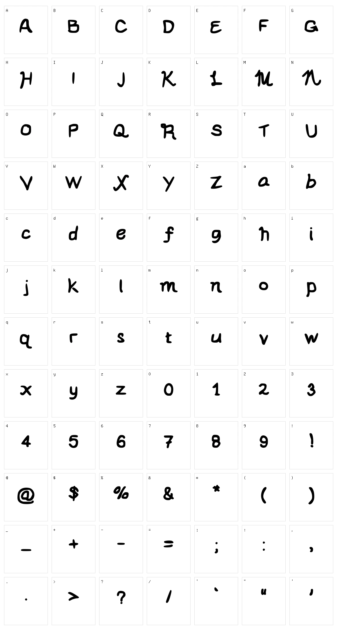 Le Dante's Super Special Font Character Set