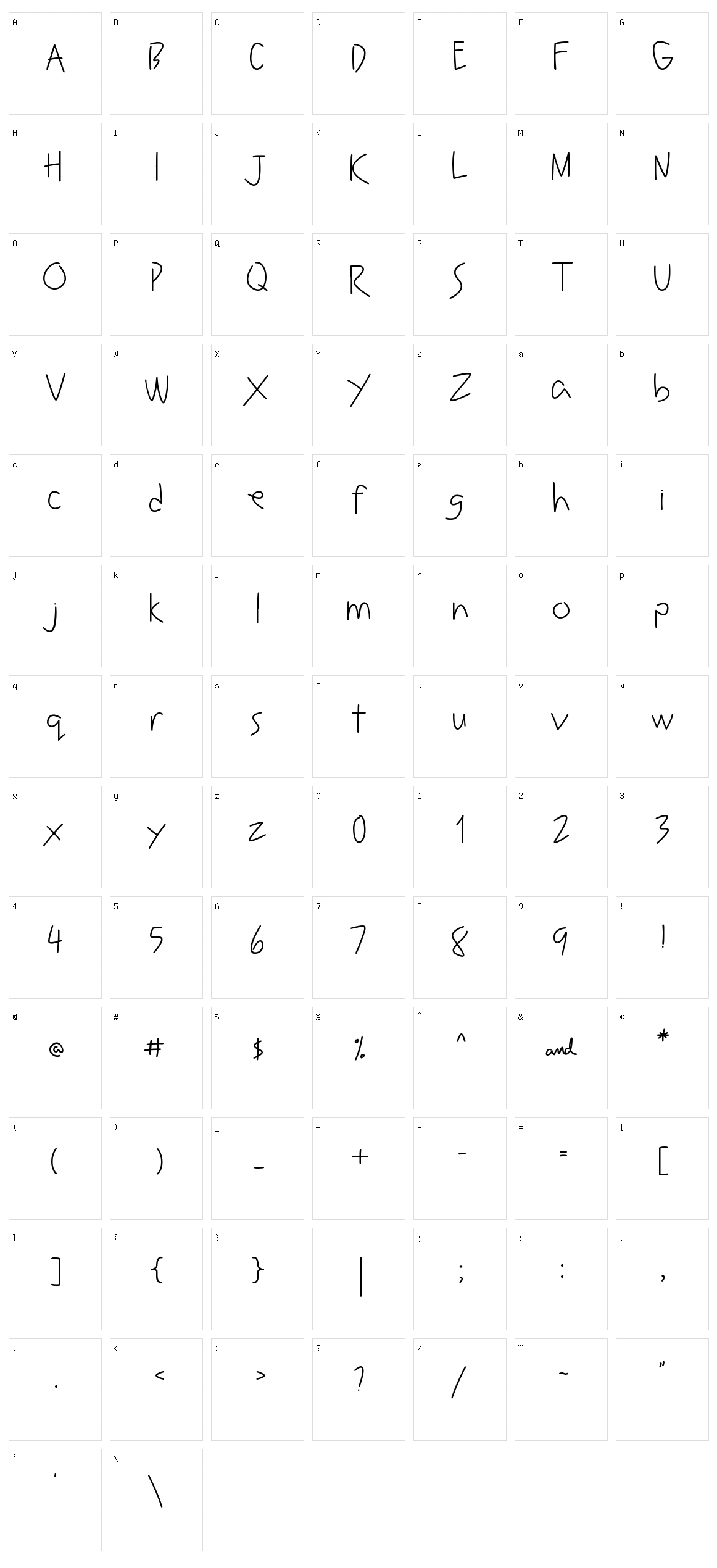Leaving Notes Character Set