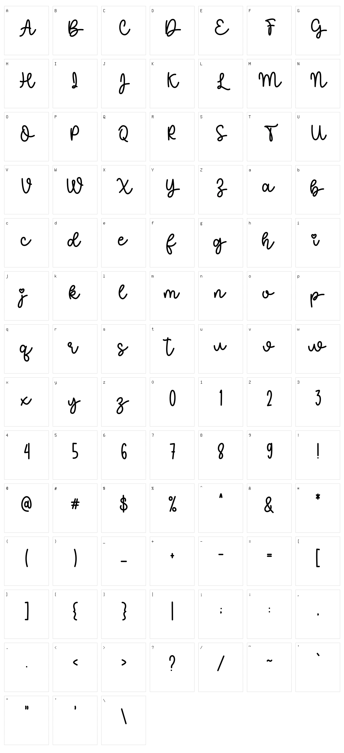 Lets Fly Script Character Set