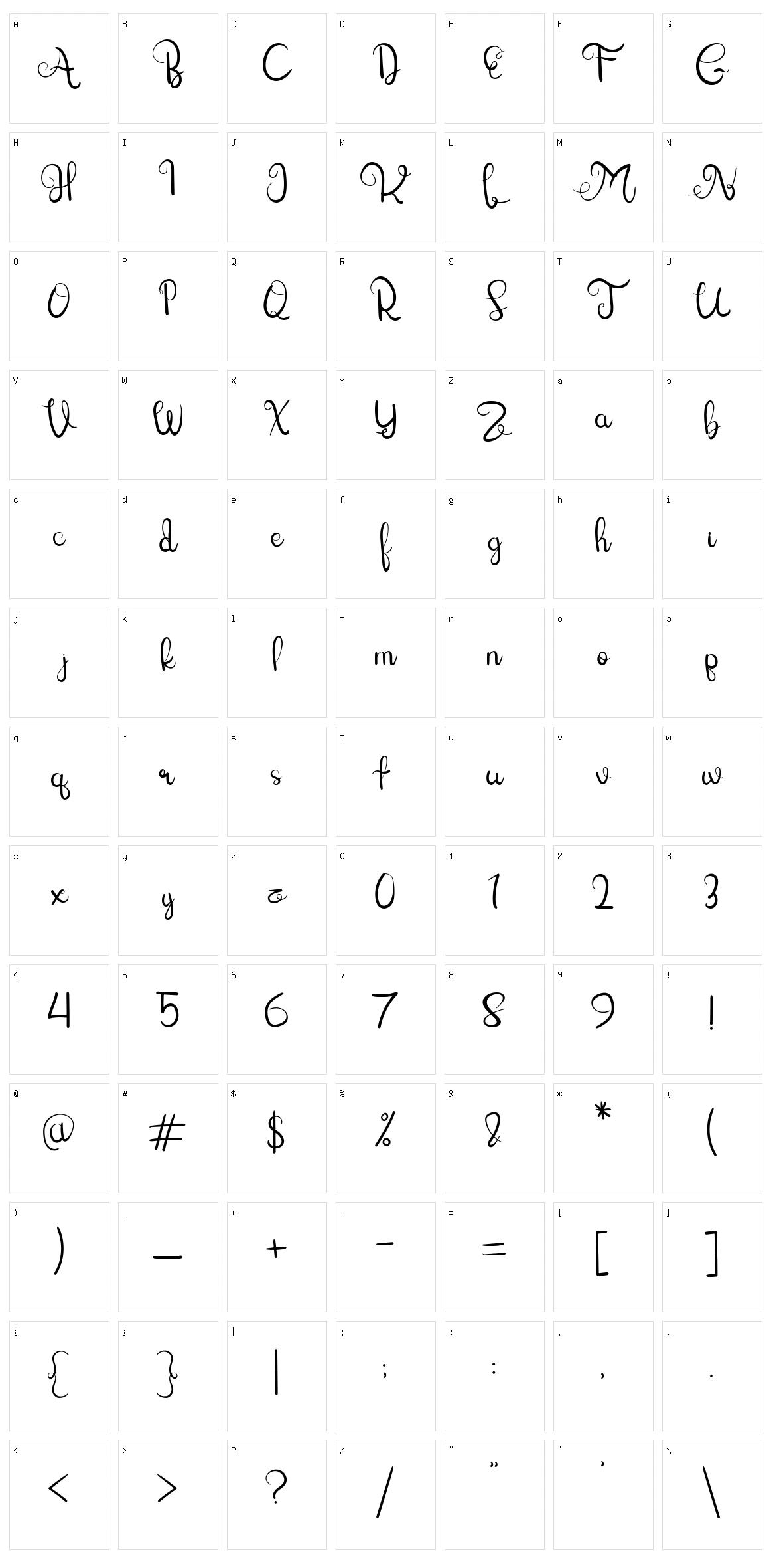 Lettering Script Character Set
