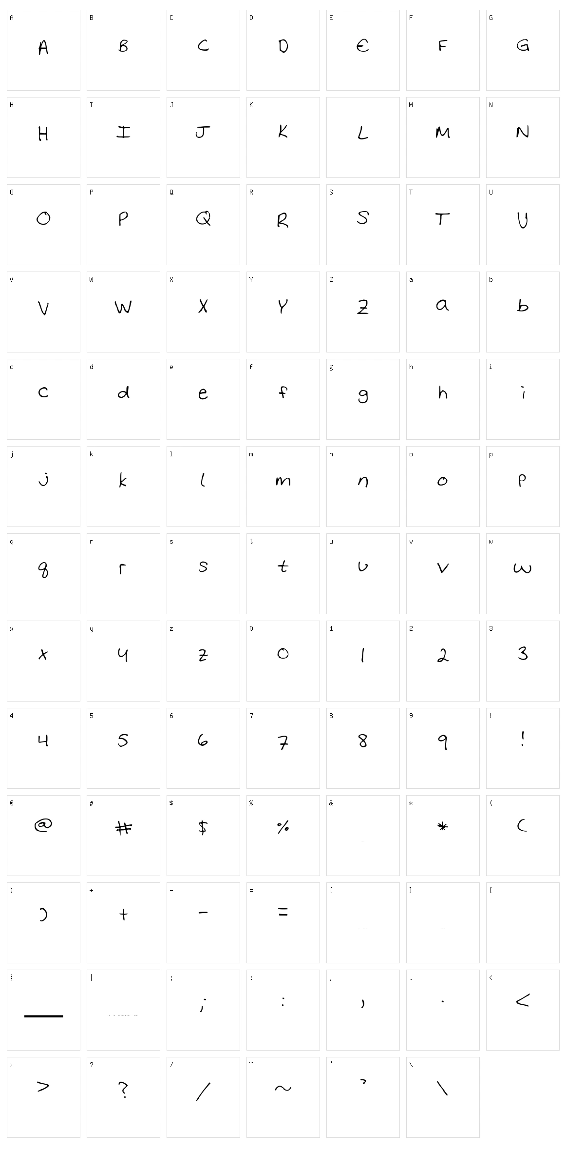 Letters From Home Character Set
