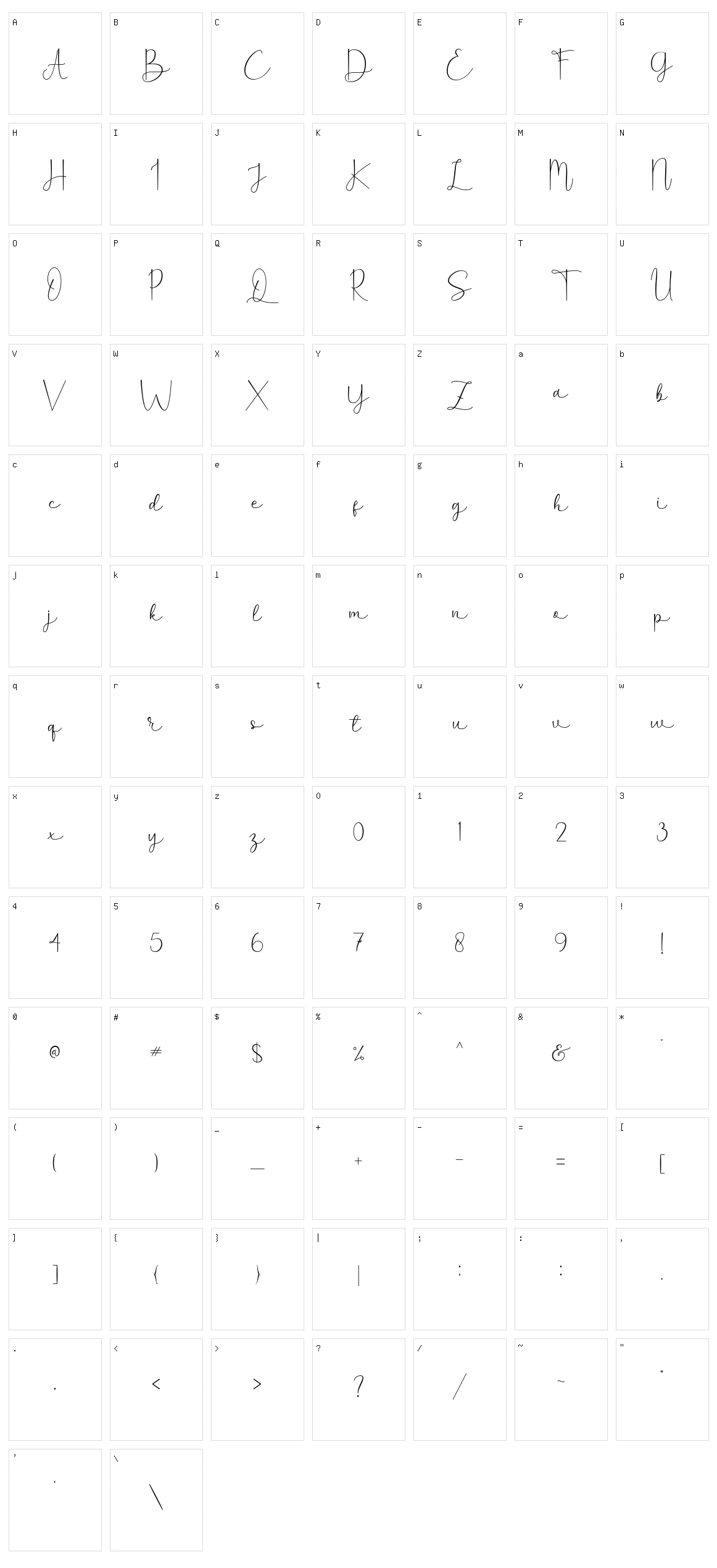 Lettersign Character Set