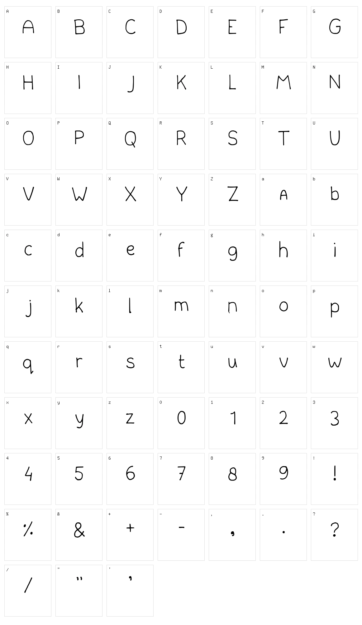 Lettertype Mies Character Set
