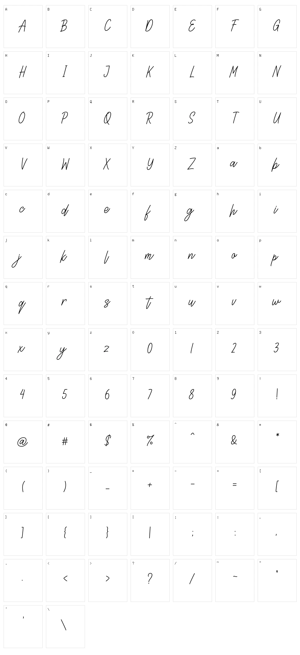 Lettia Character Set
