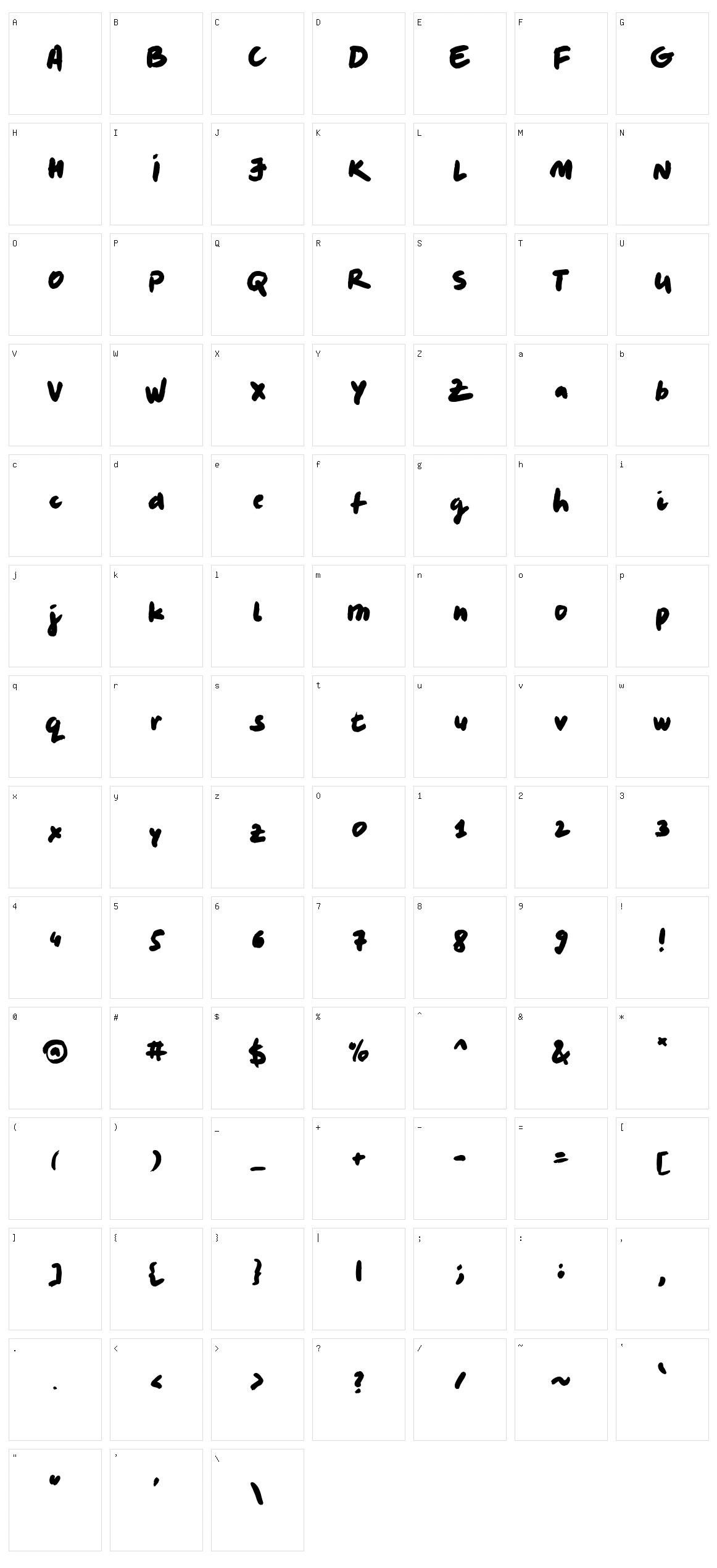 Levi Marker Character Set