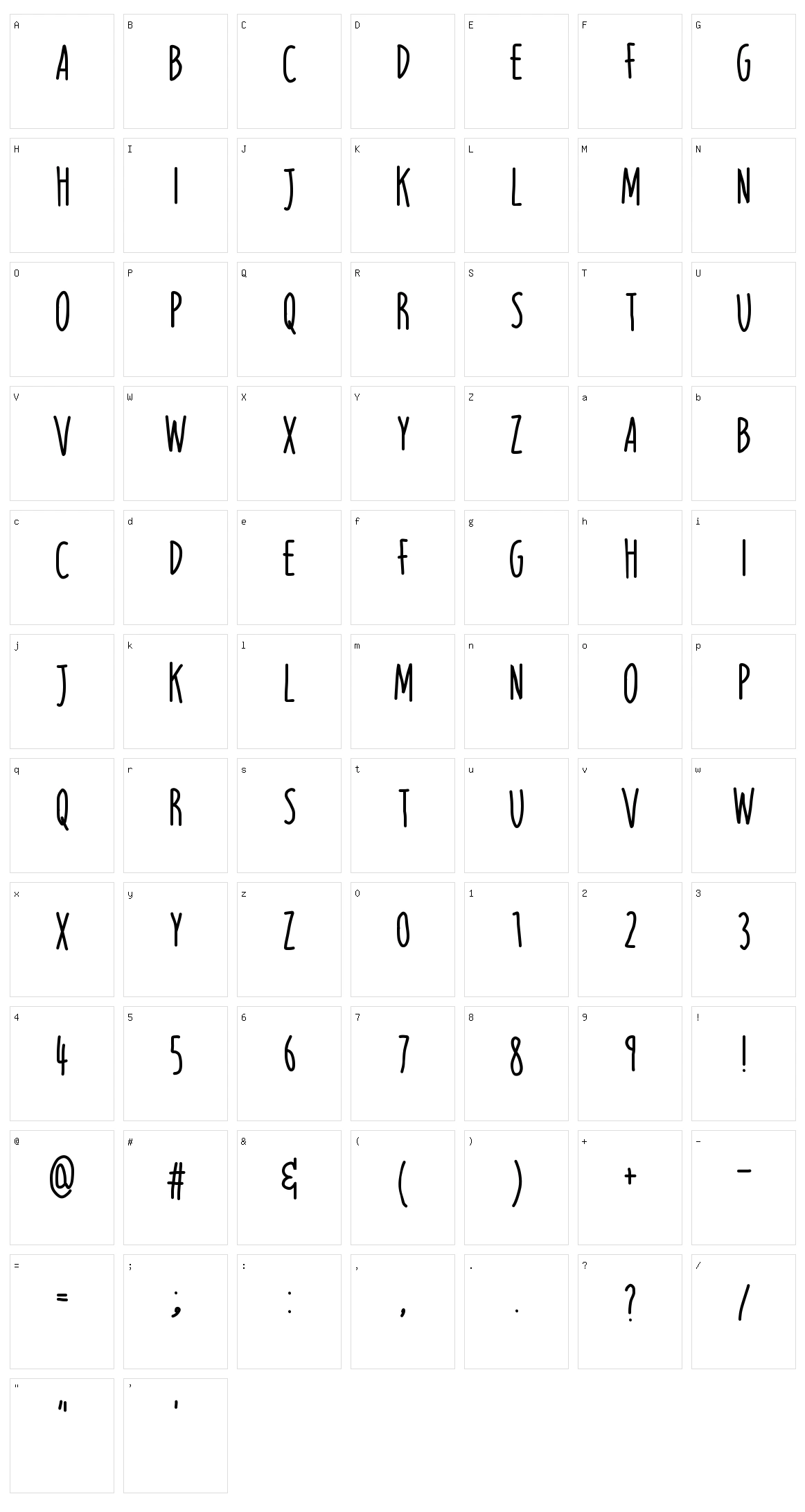 Lightweight Serif Character Set