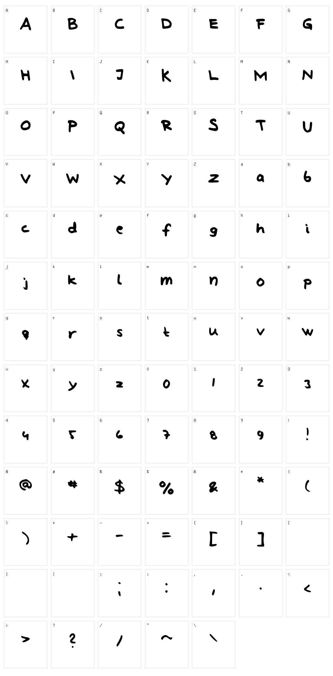 Lindberg hand and symbols Character Set