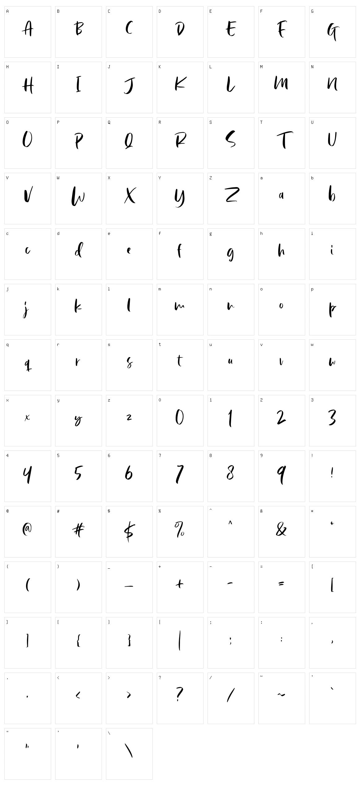 Lindsay Brown Character Set