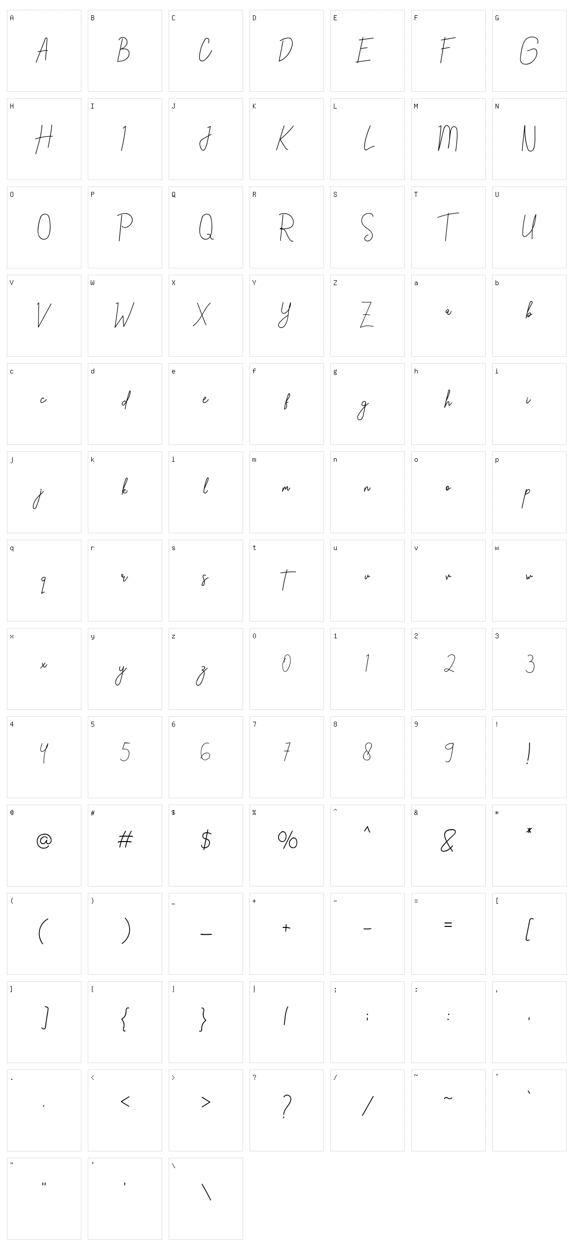 Linttang Character Set