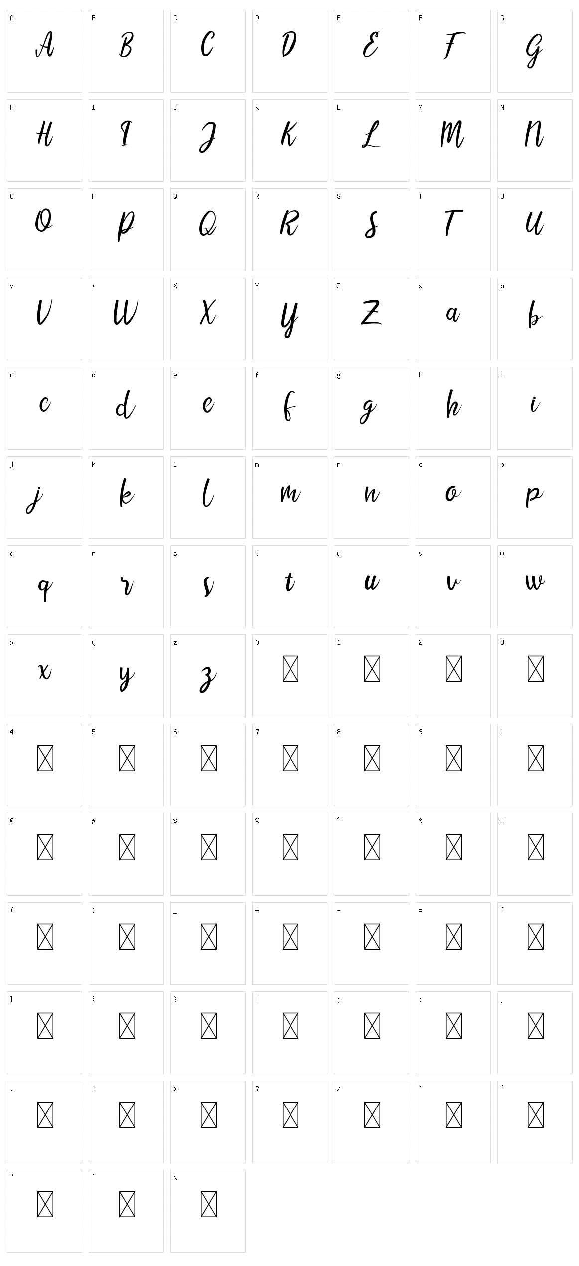 Lionello Script Character Set