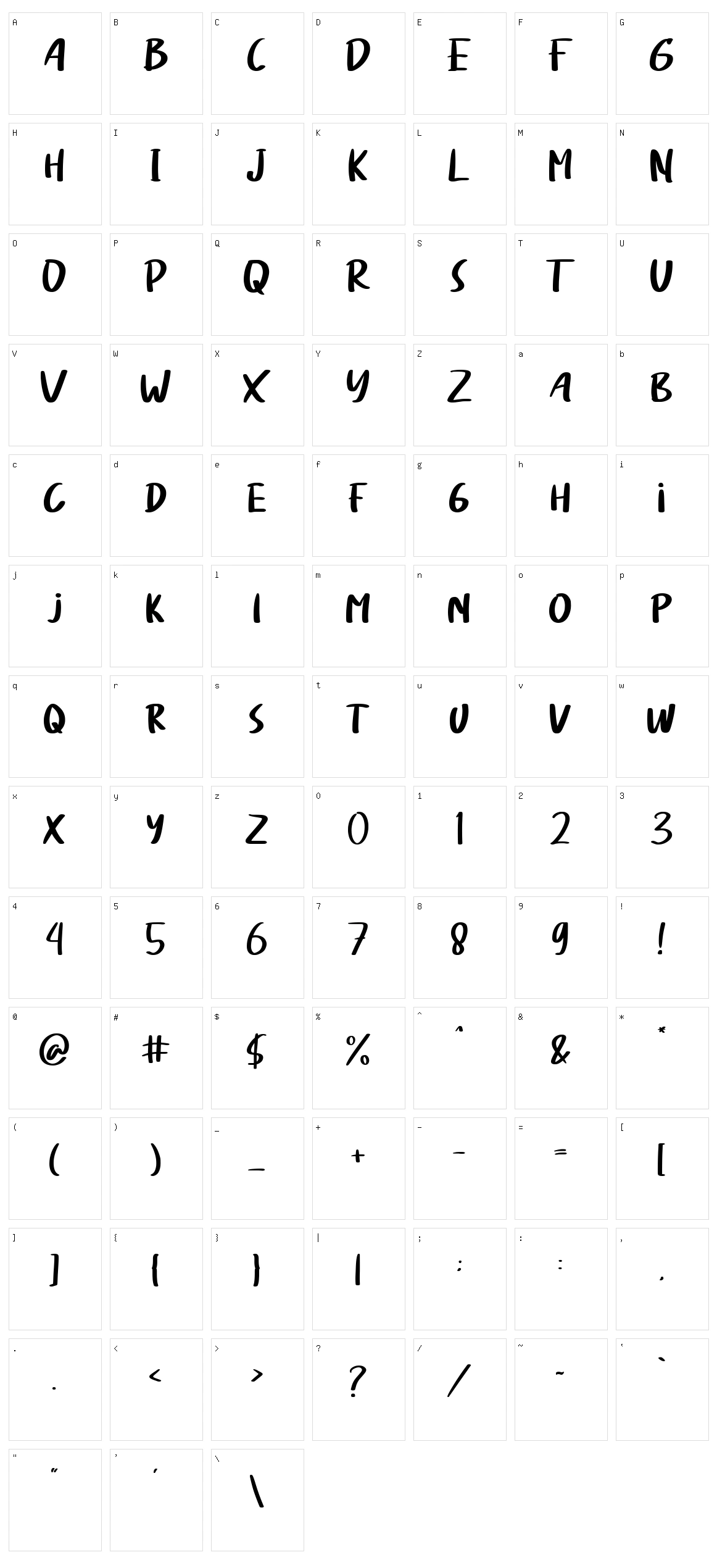 Listan Type Character Set