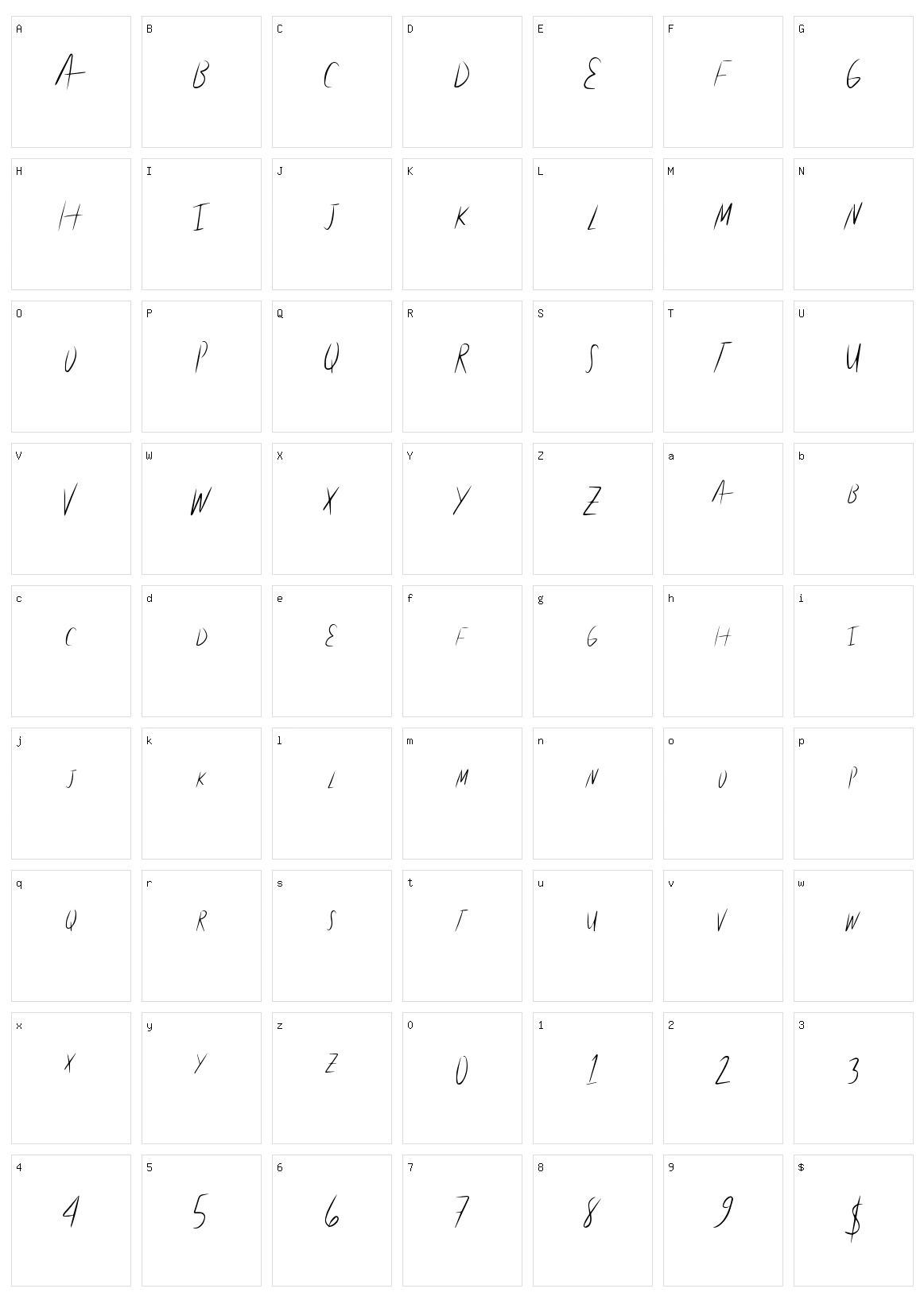 Lite Hand Character Set