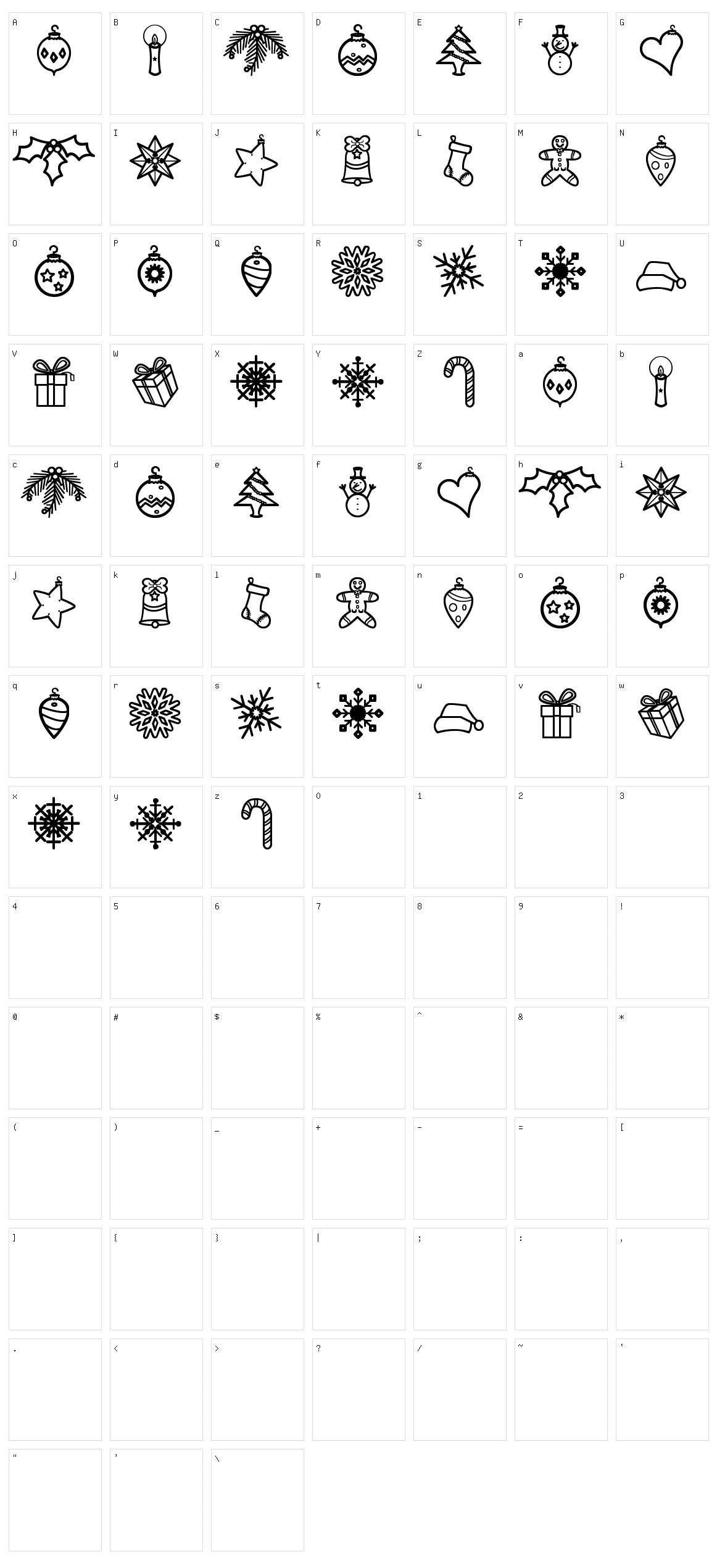 Xmasbats St Character Set