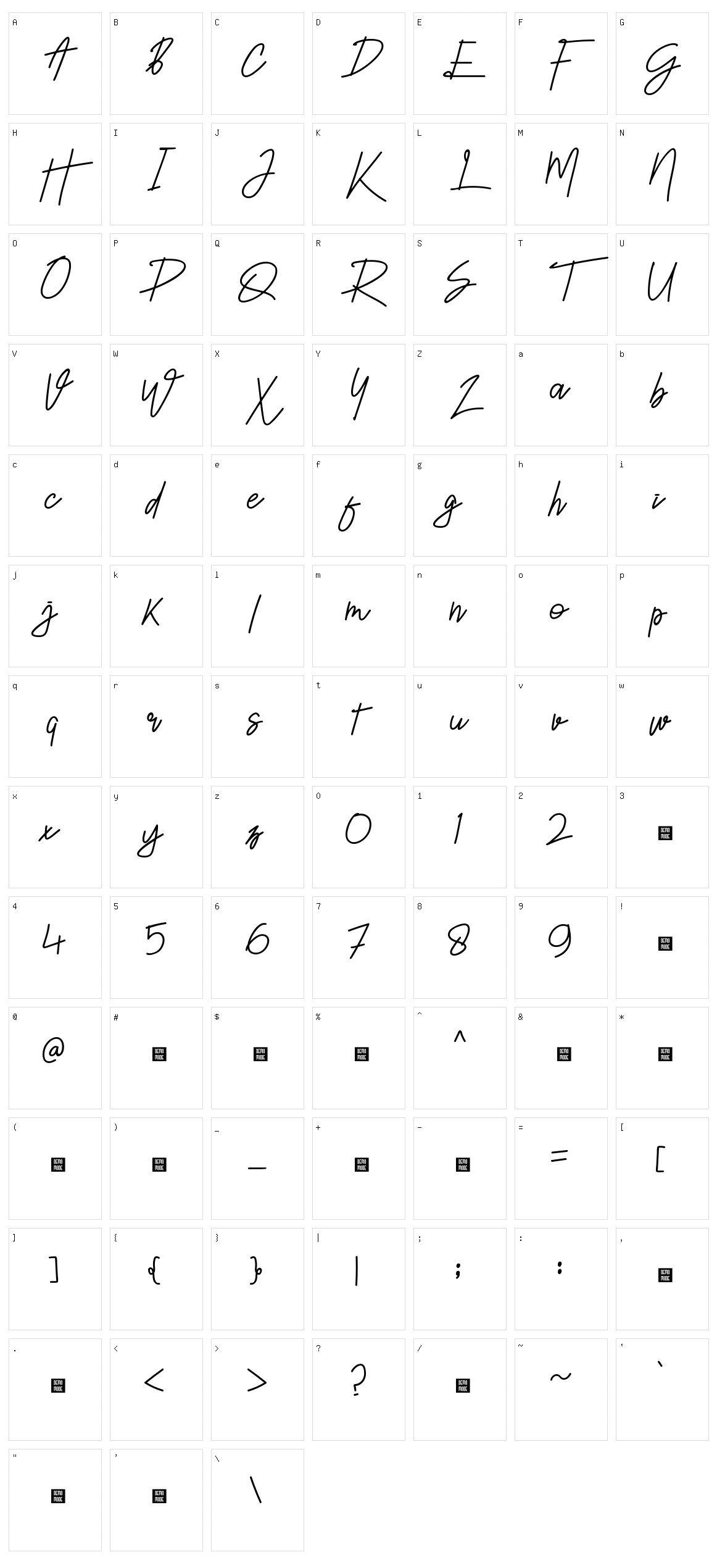 Lomesty Character Set