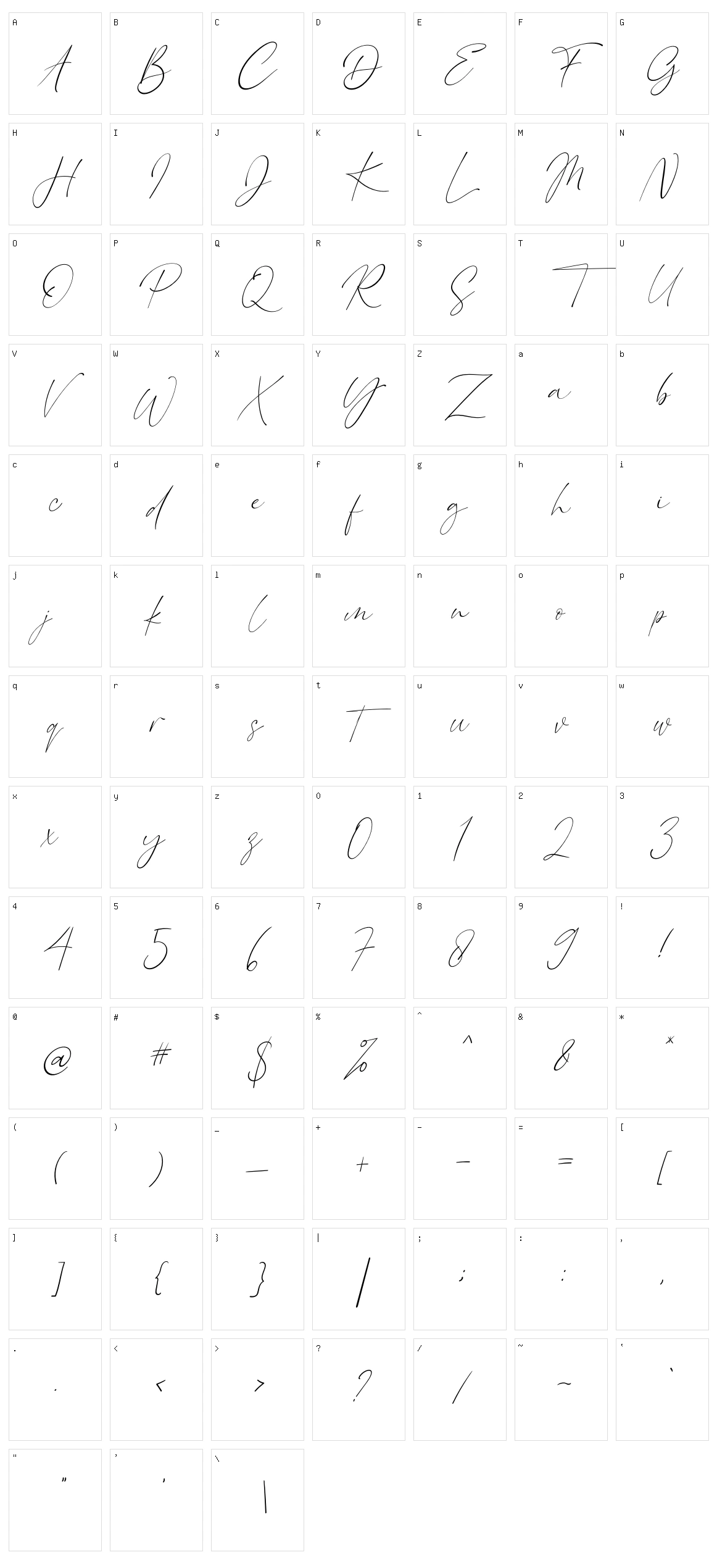 London Signature Character Set