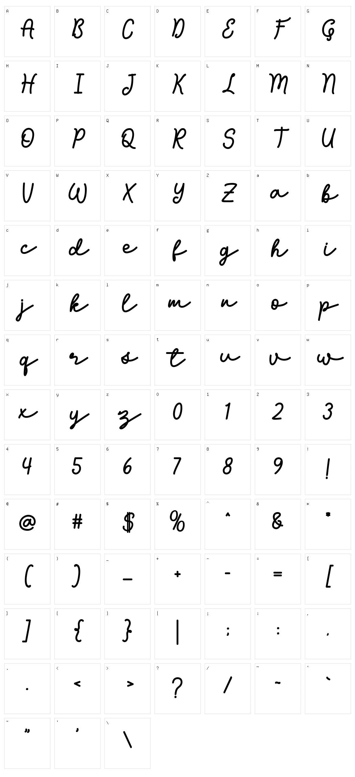 Longhoney Character Set