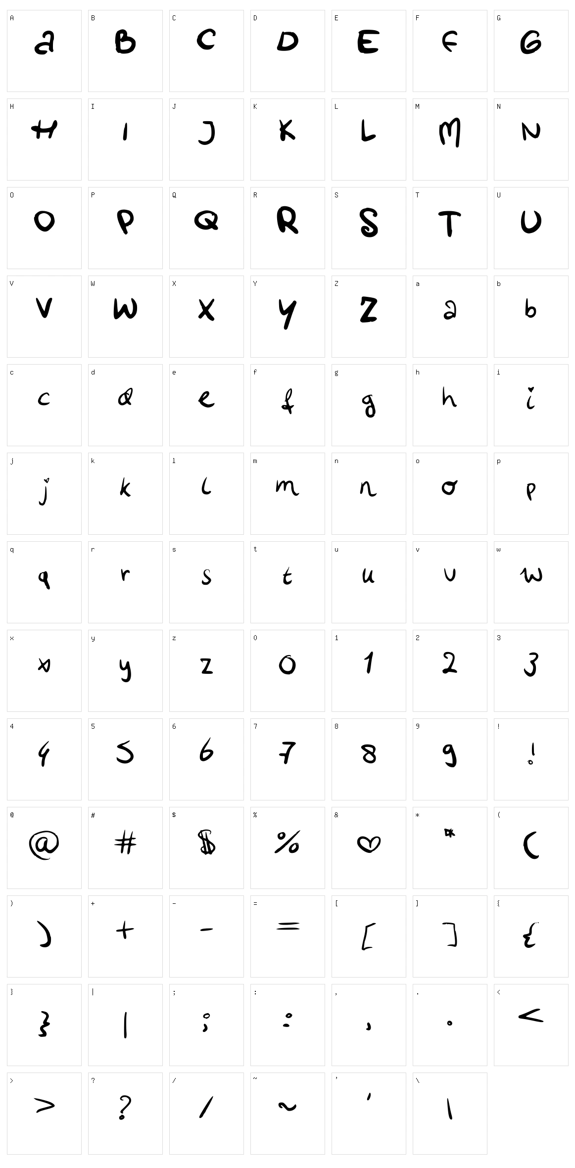 Lottes Handwriting Character Set