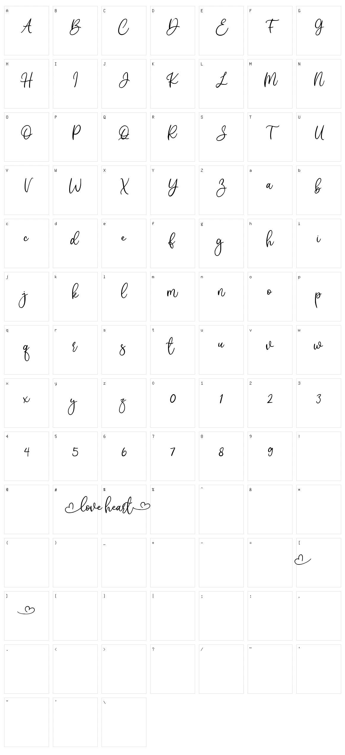 Love Heart Character Set