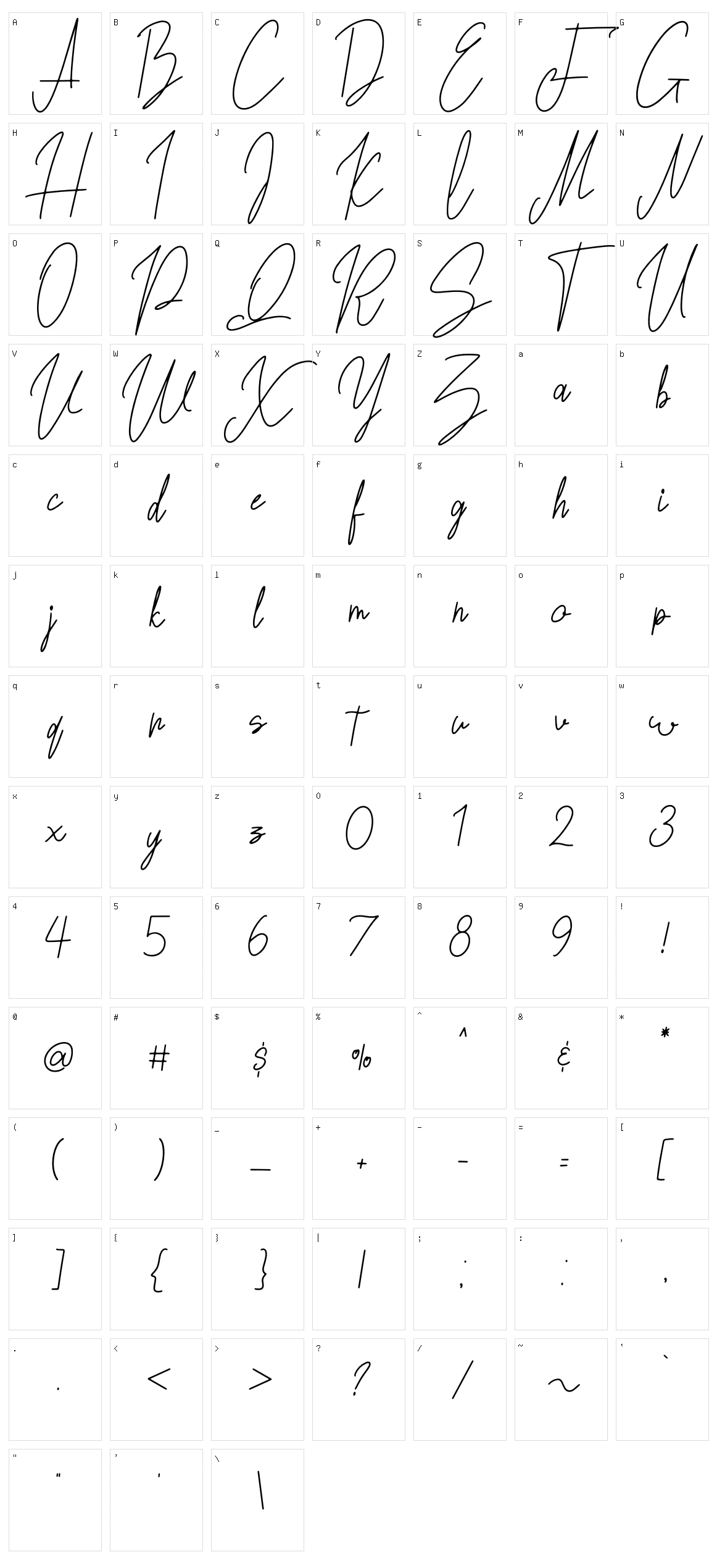 Lovely Jeanne Script Character Set