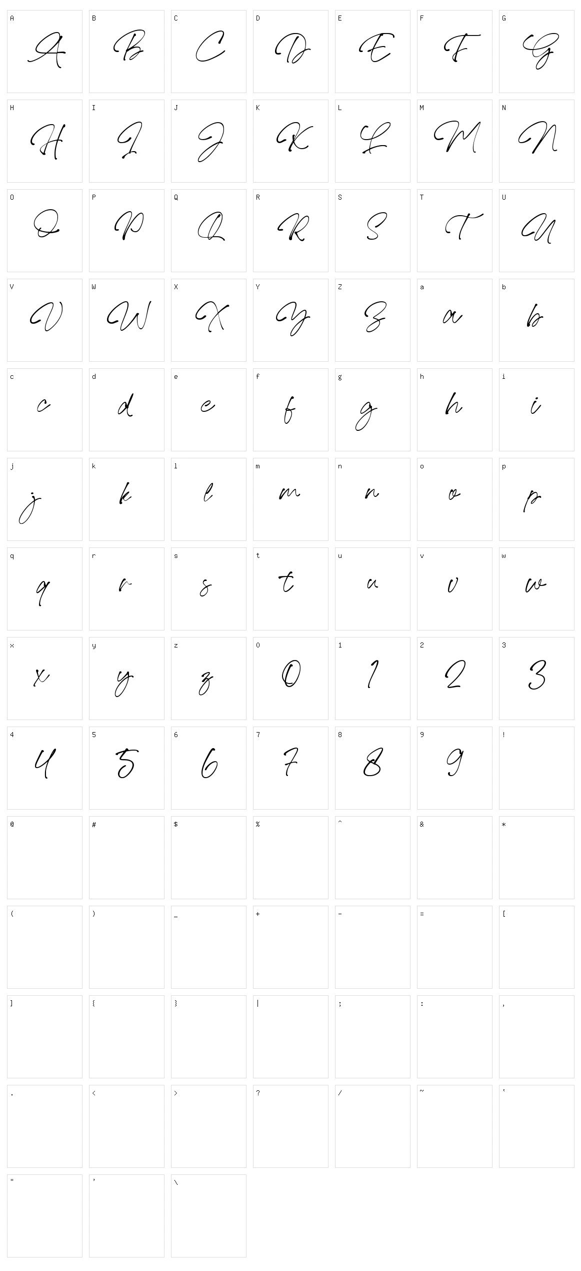 Lovina Script Character Set
