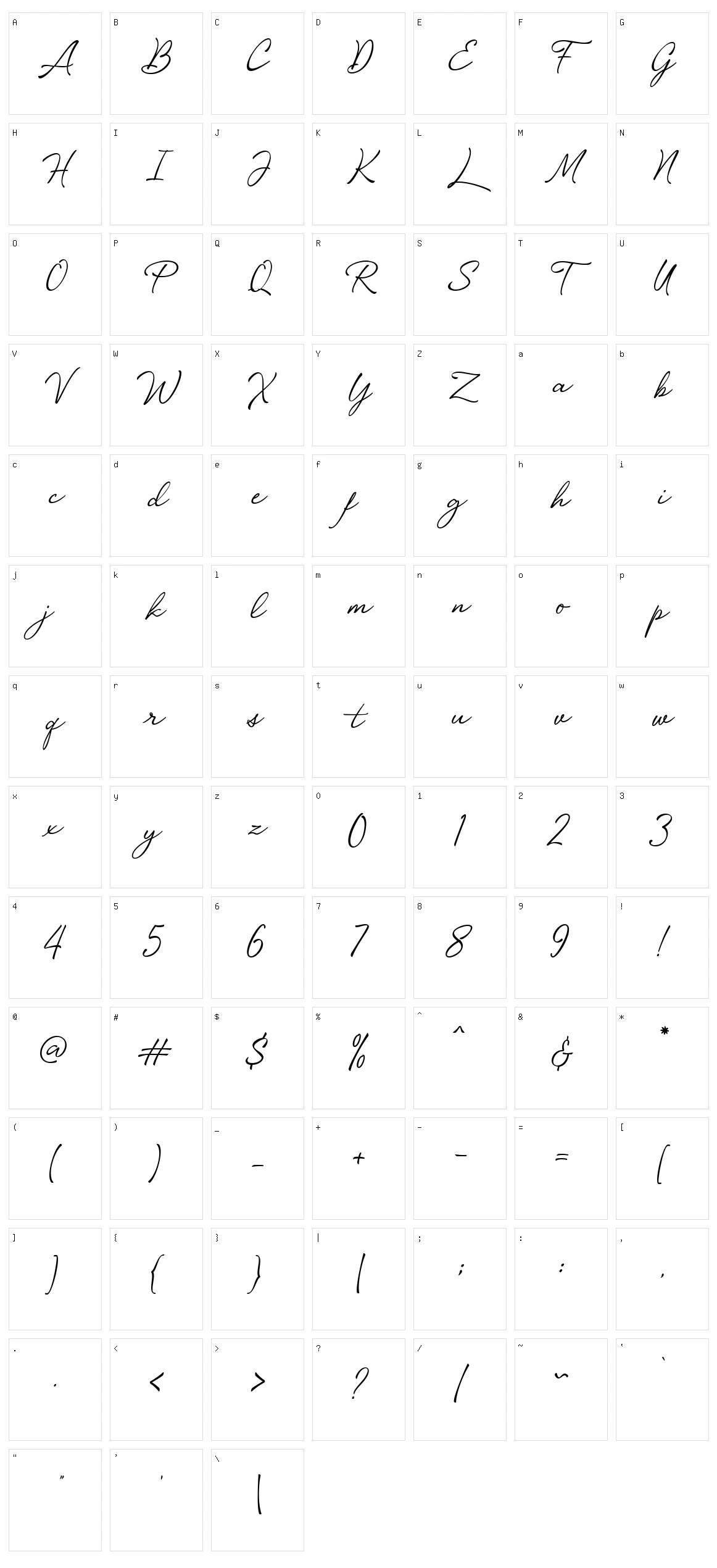 Loyalty Script Character Set