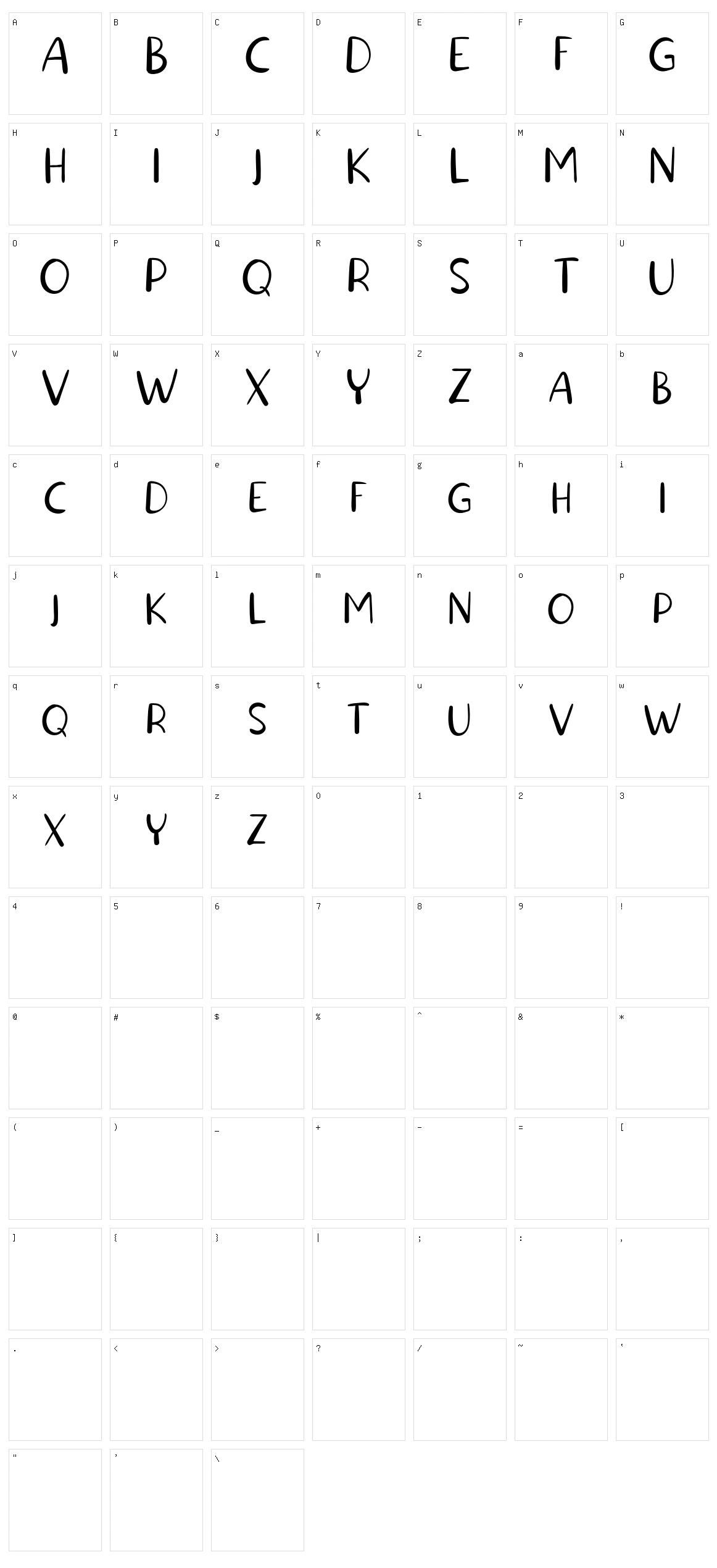 Lucky Smith Sans Serif Character Set