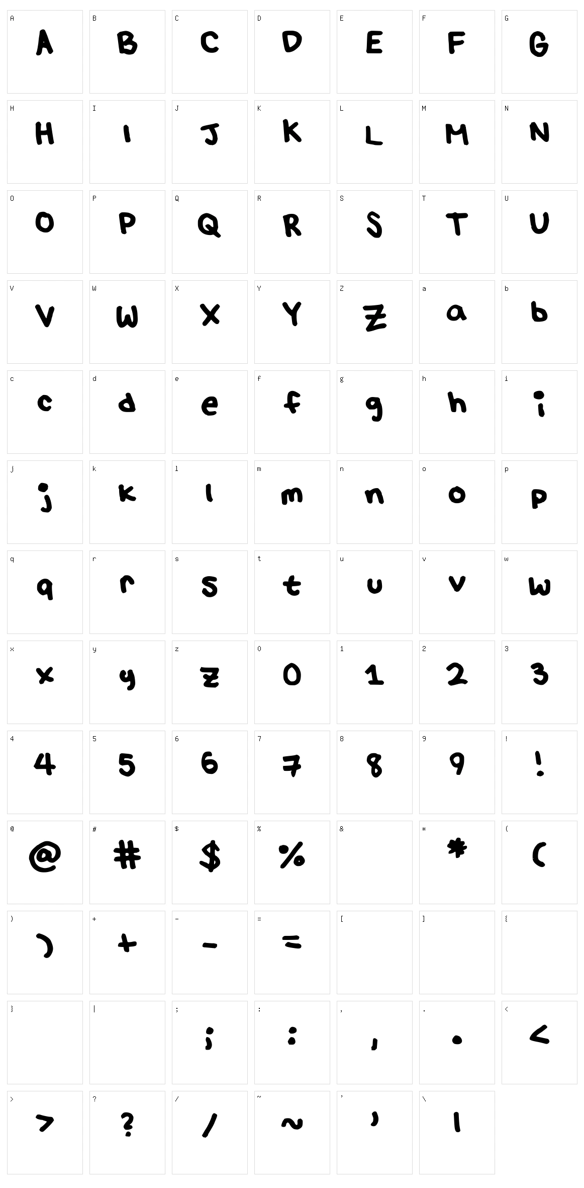 Lulus Font Character Set