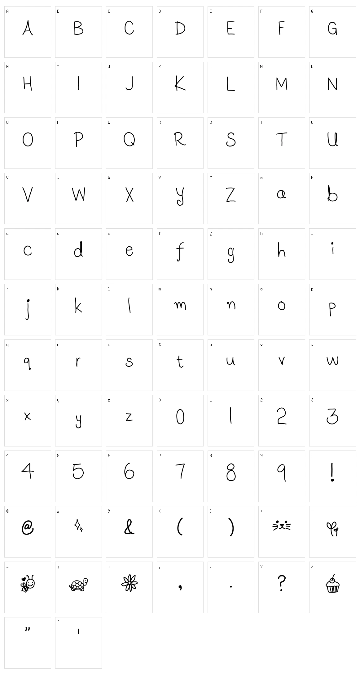 Luna's Handwriting Character Set