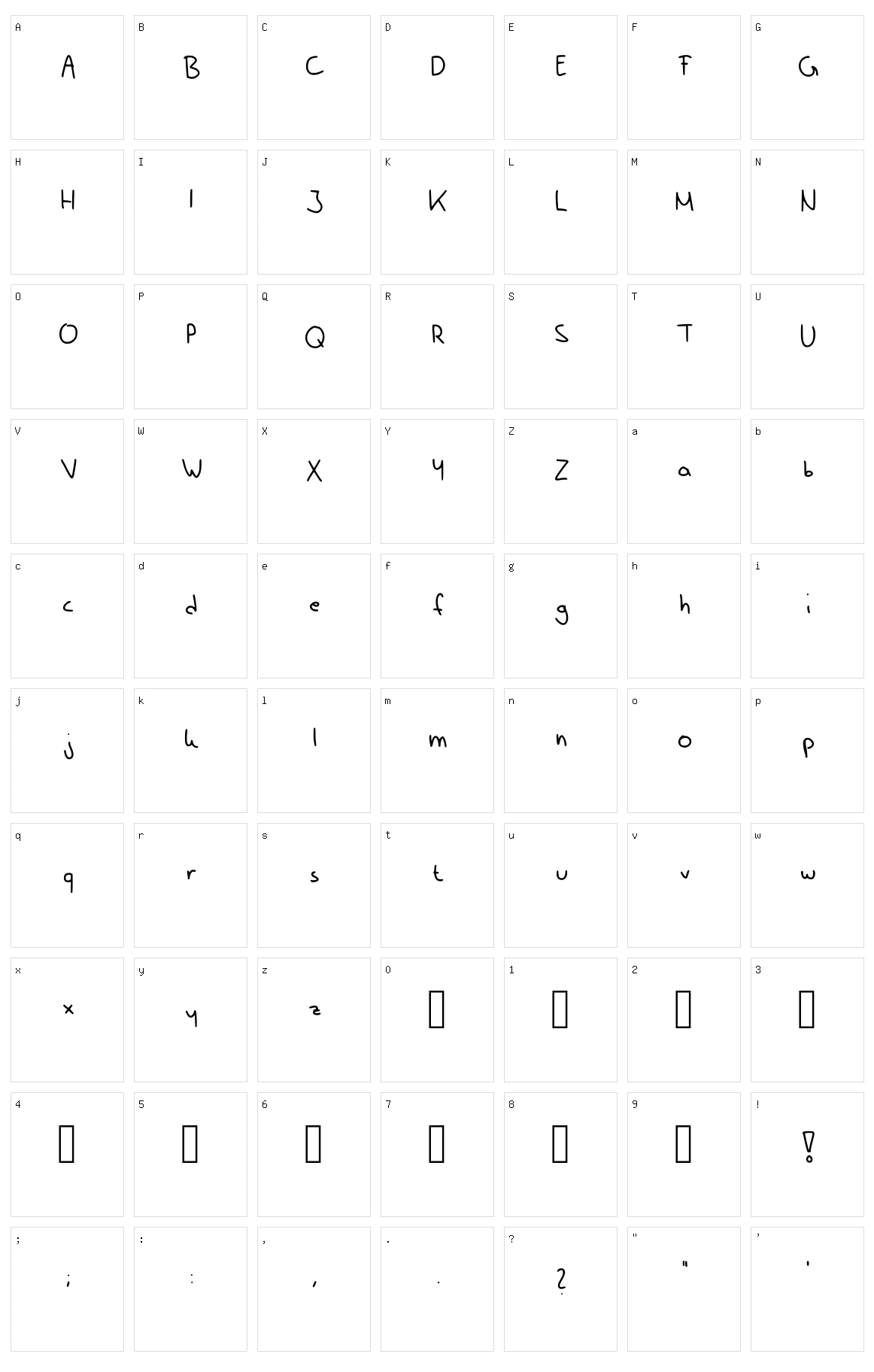 Luney Handwriting Character Set