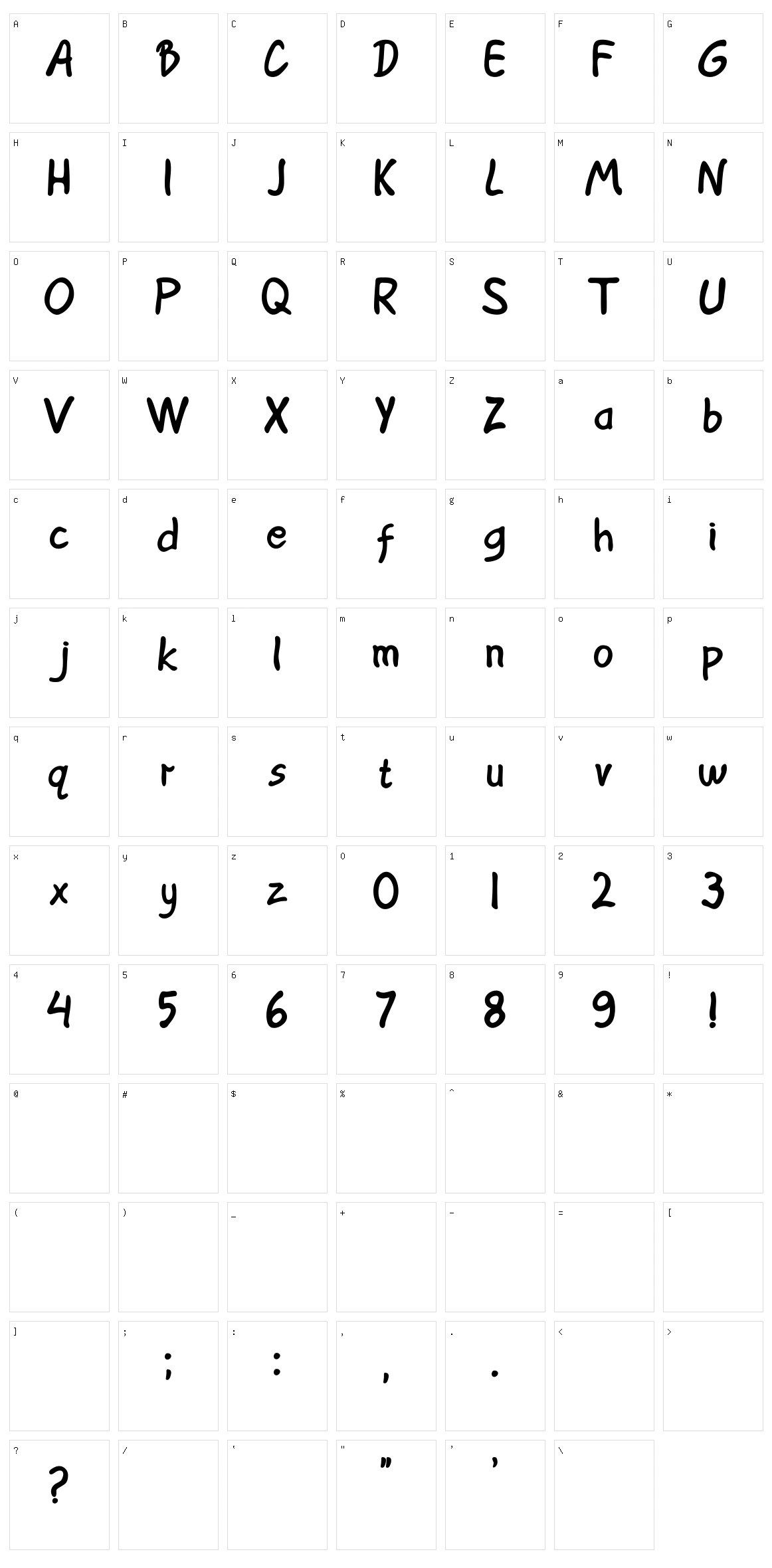 Lysta Character Set