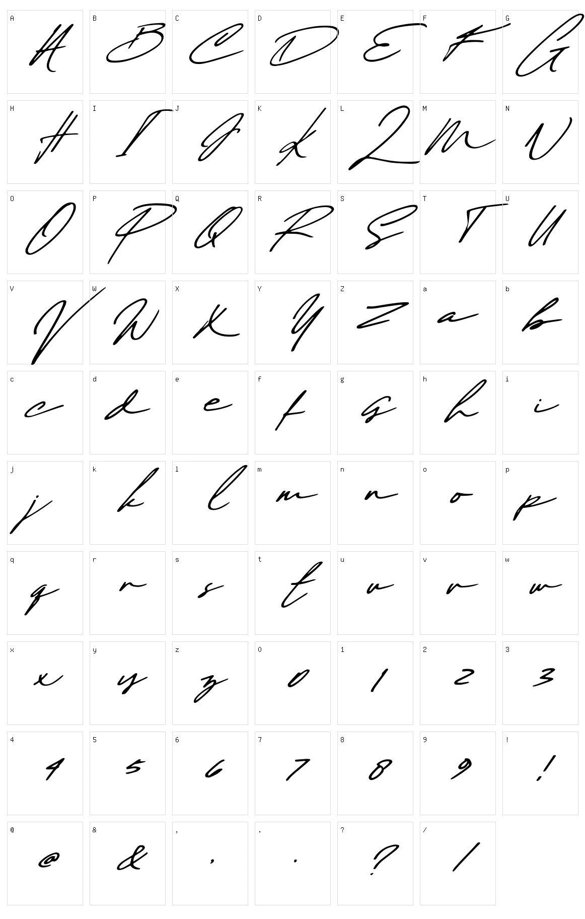 Maddison Signature Character Set