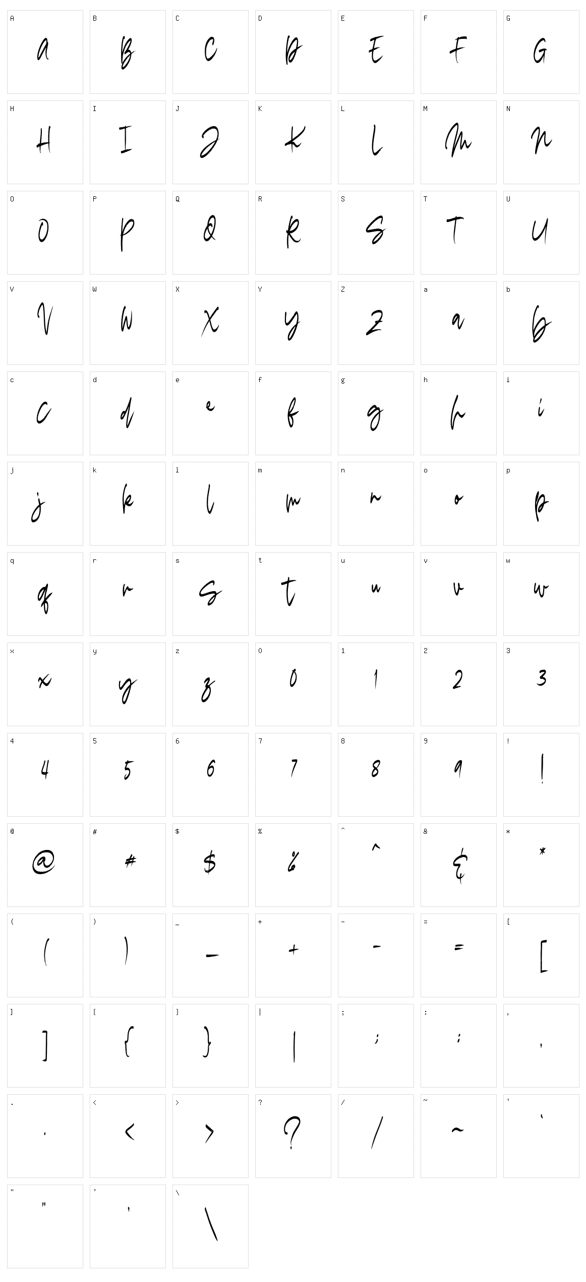 Madigel Character Set