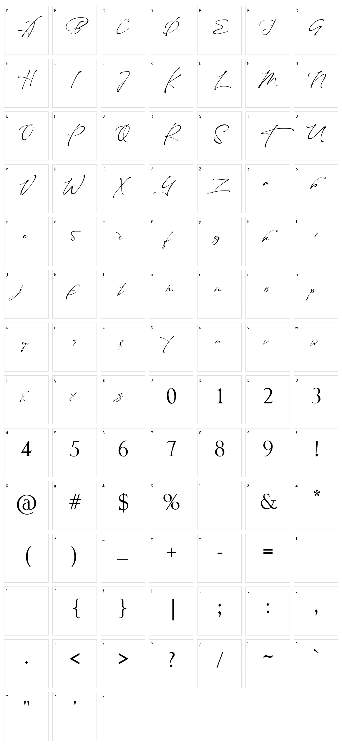 Maestro Signature Character Set