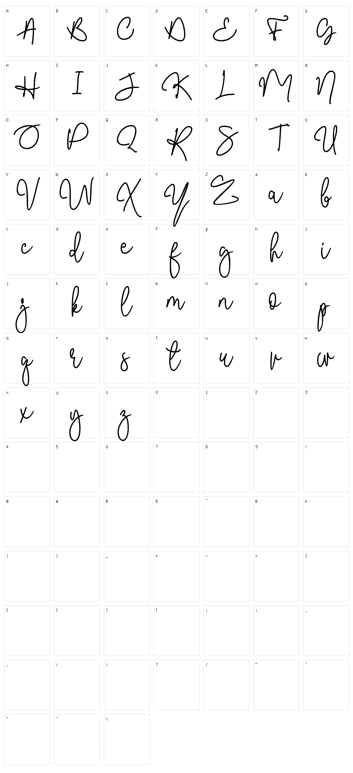 Malibbie Character Set