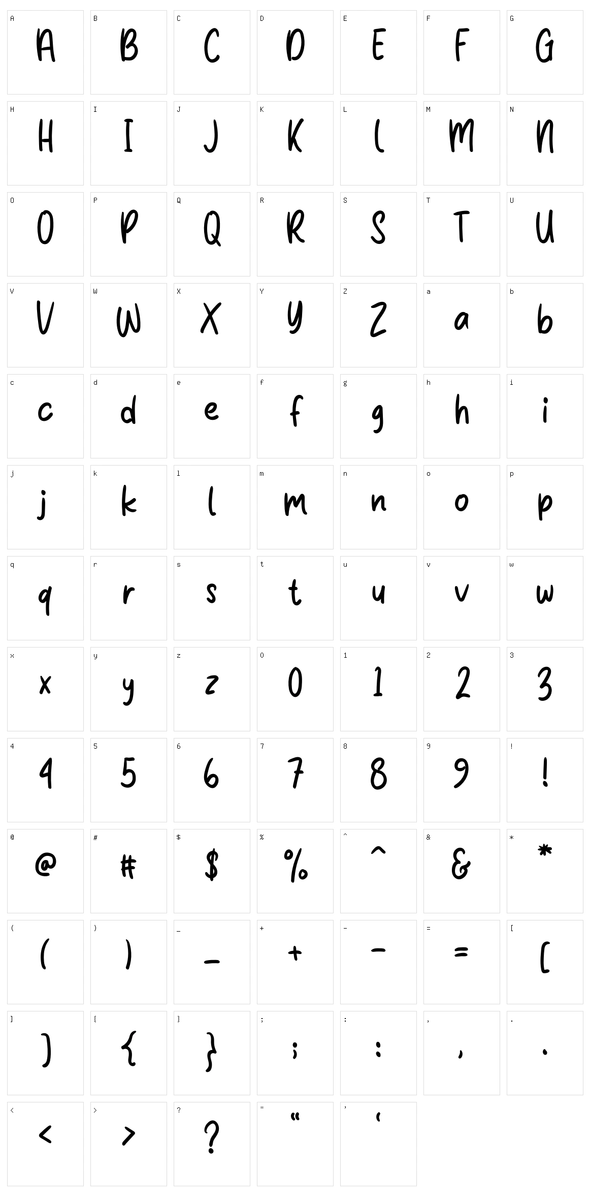 Malliboro Character Set