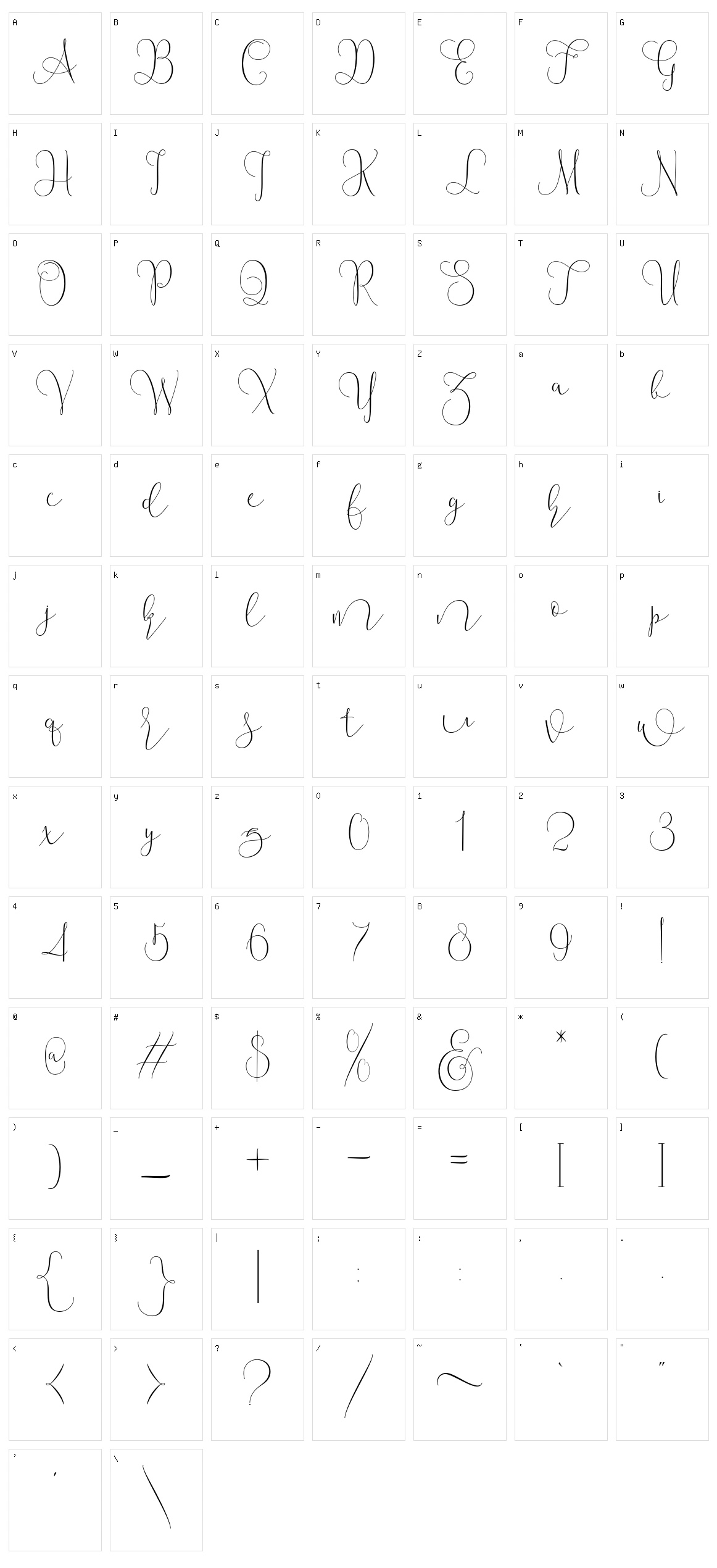 Mallow Script Character Set