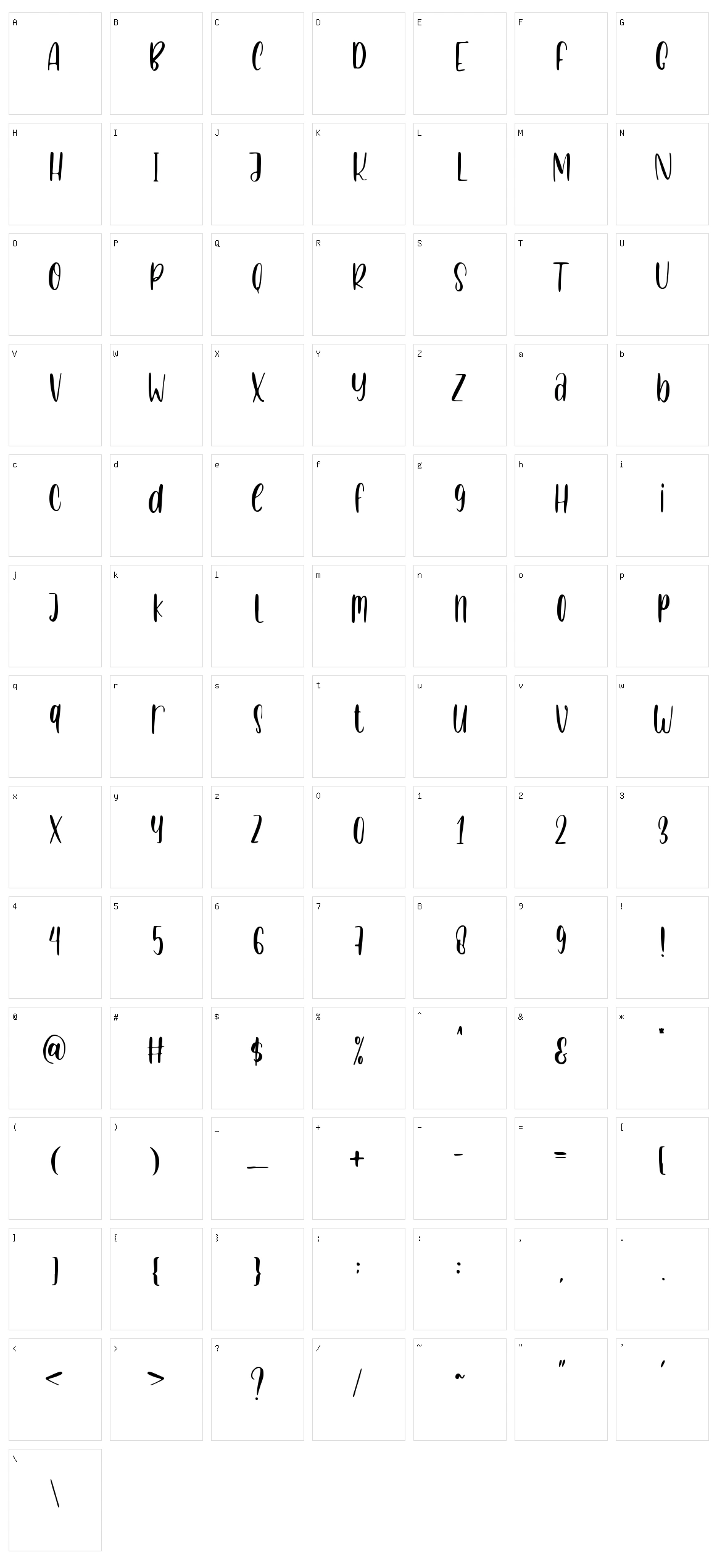 Manchiro Character Set