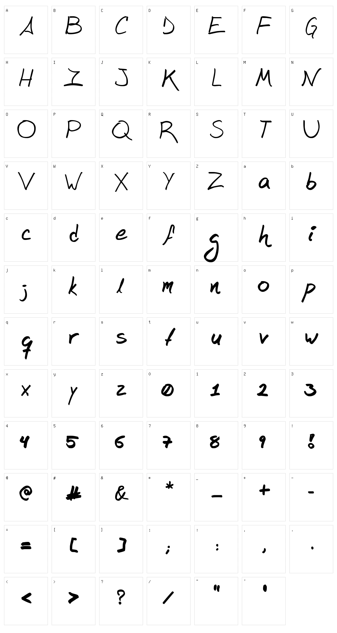 Mangui-Type Character Set