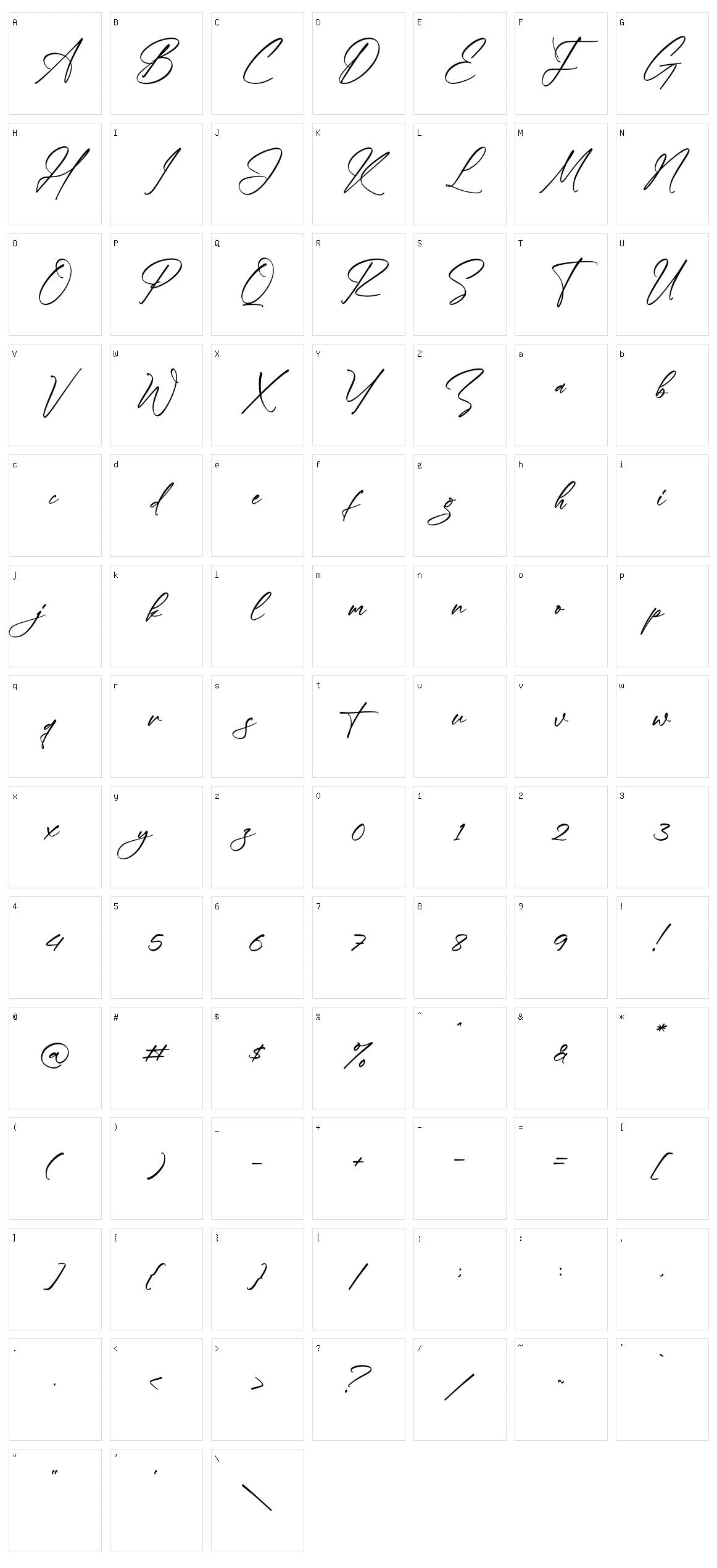 Mantogna Signature Character Set