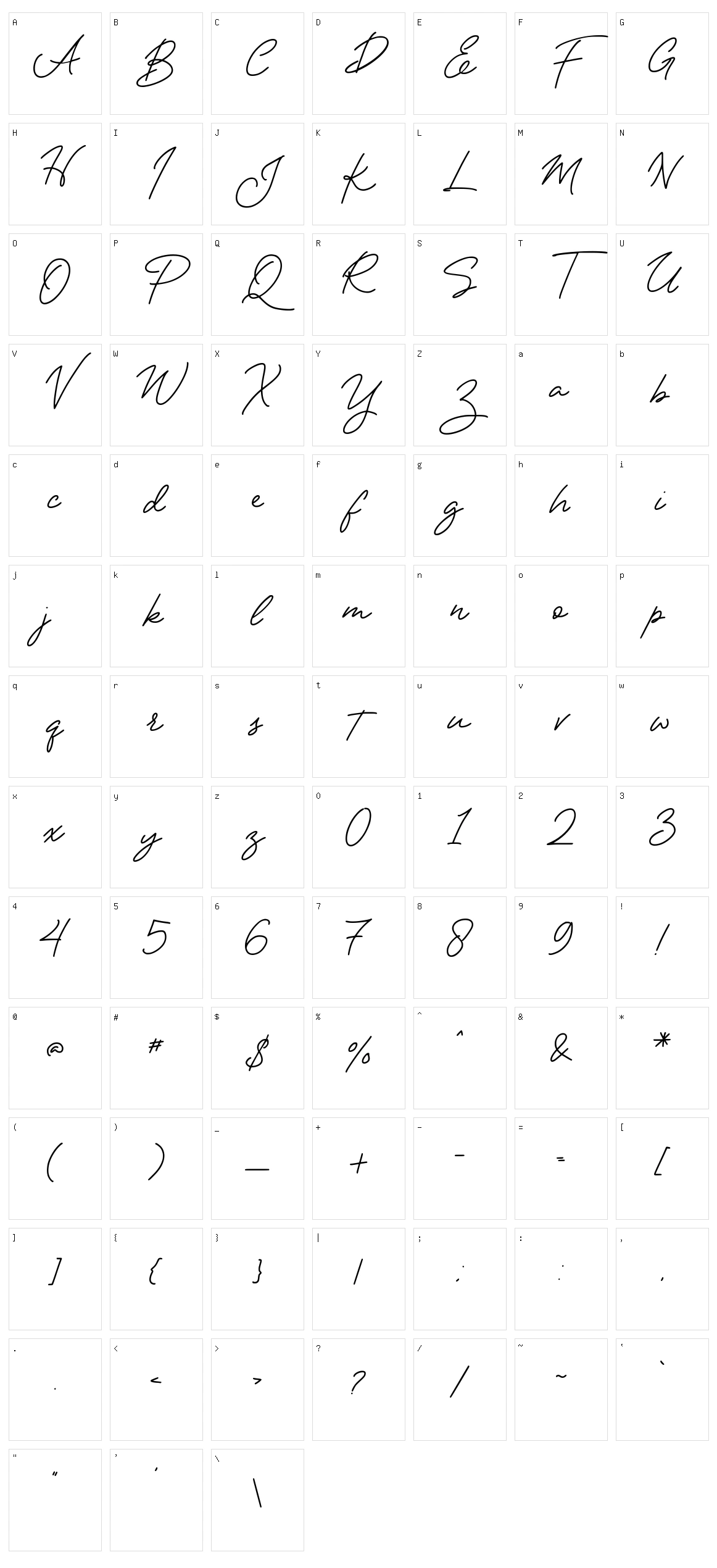 Manttulcuy Character Set
