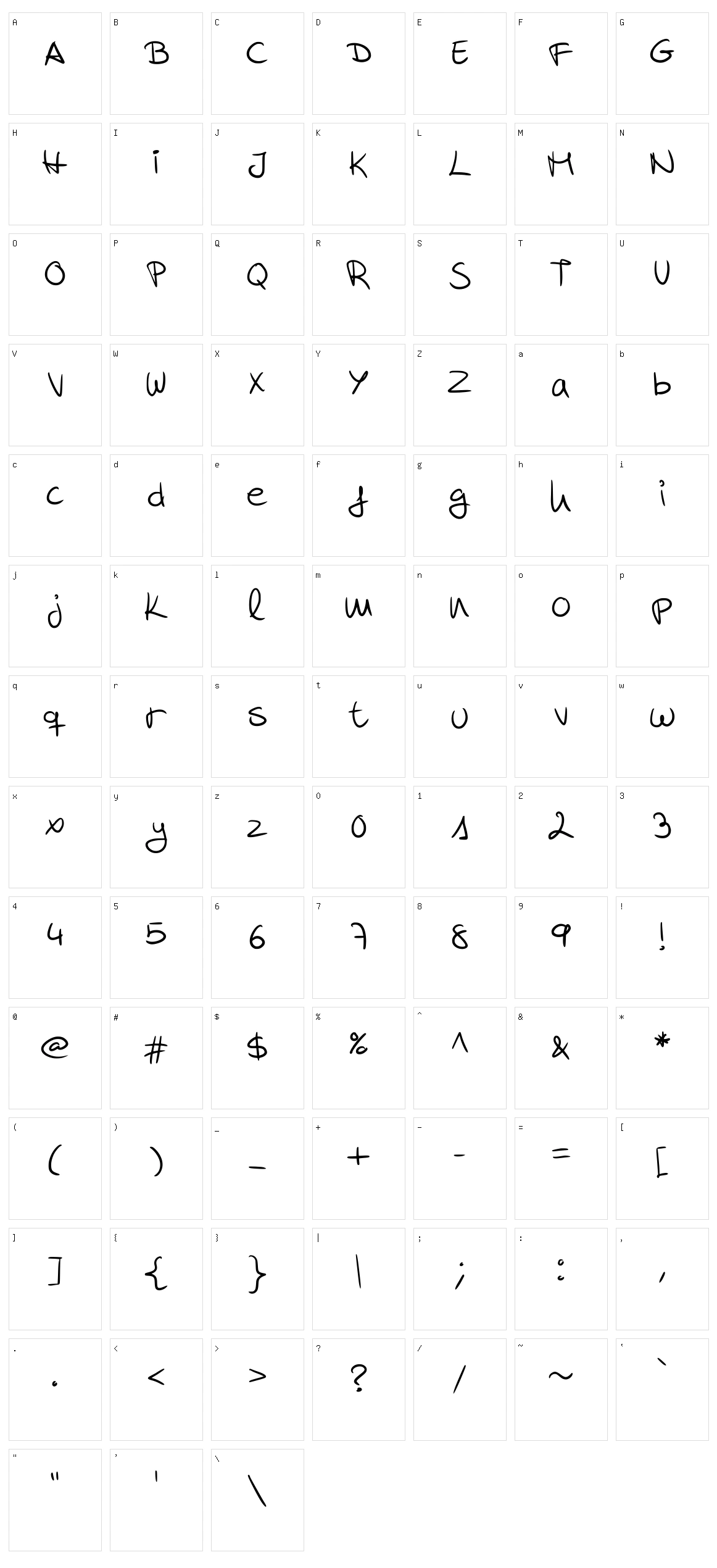 Mareta Handwritting Character Set