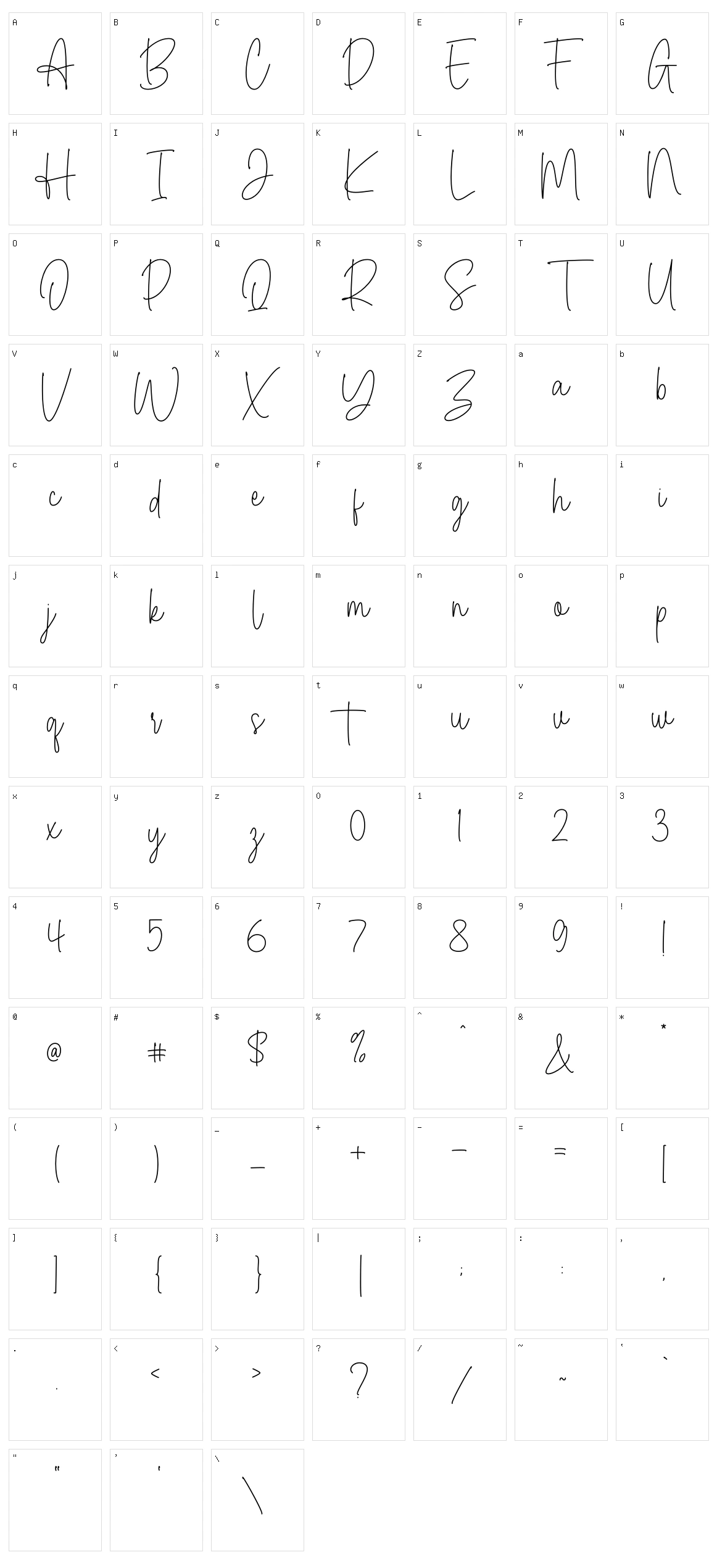 Margareth Signature Character Set