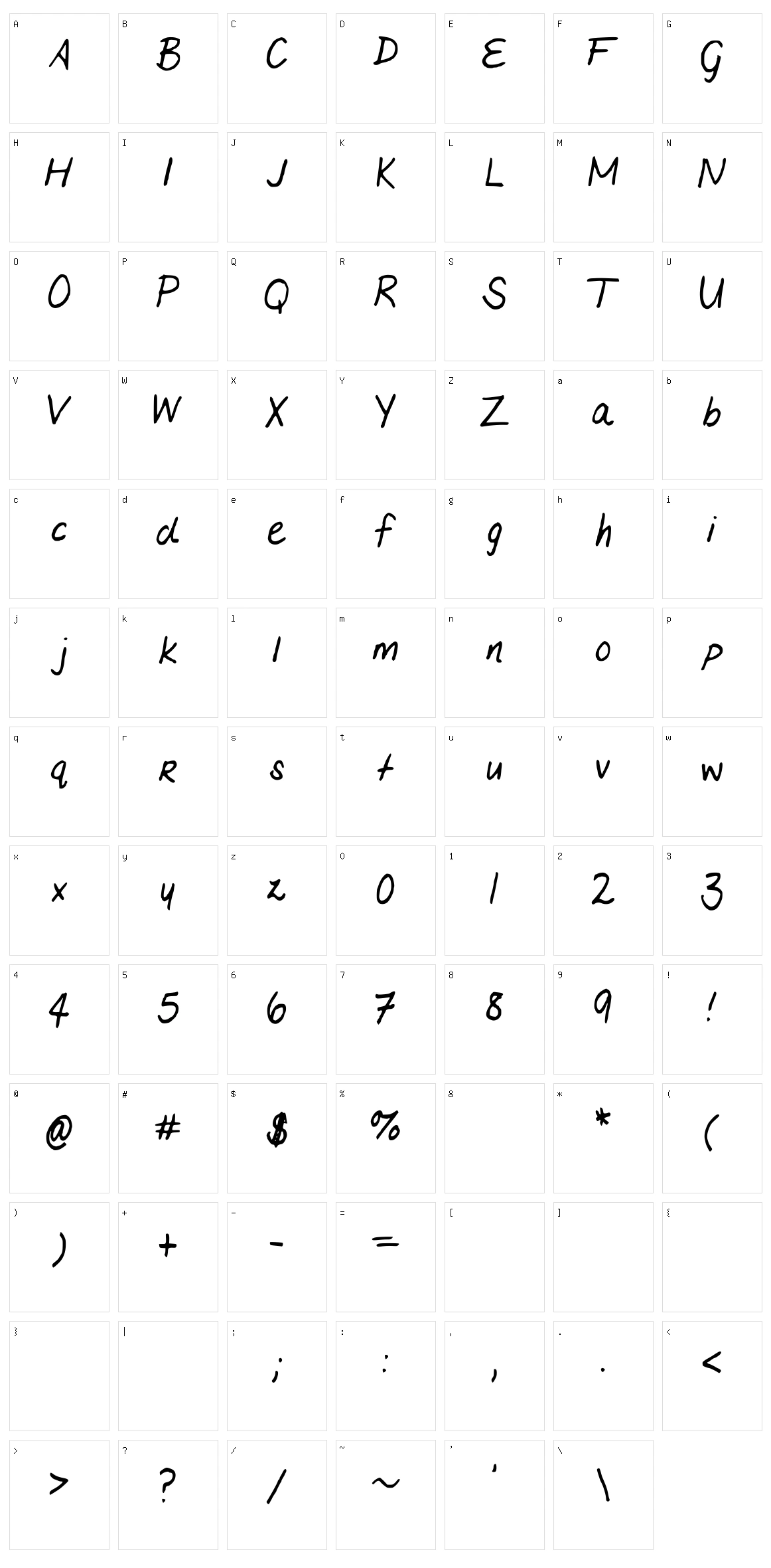 Marias Handwriting Character Set